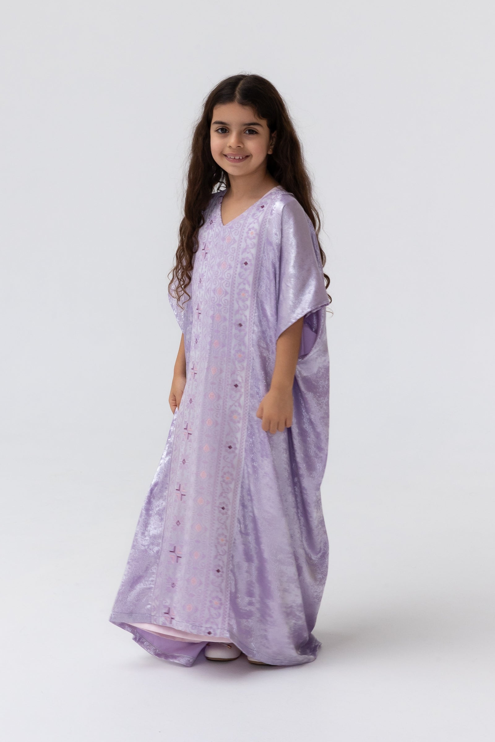 Kids Lilac Embroidered Kaftan