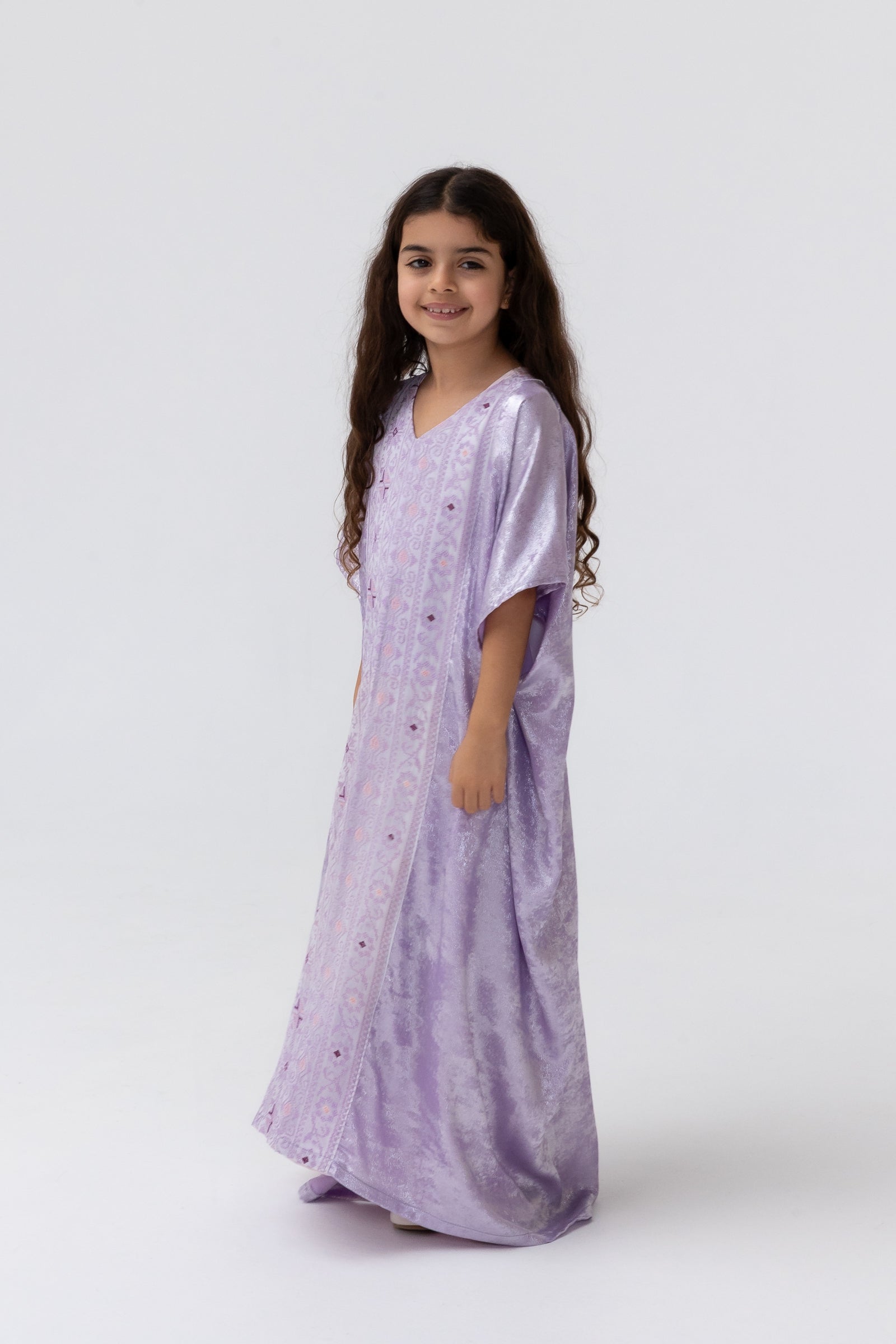 Kids Lilac Embroidered Kaftan