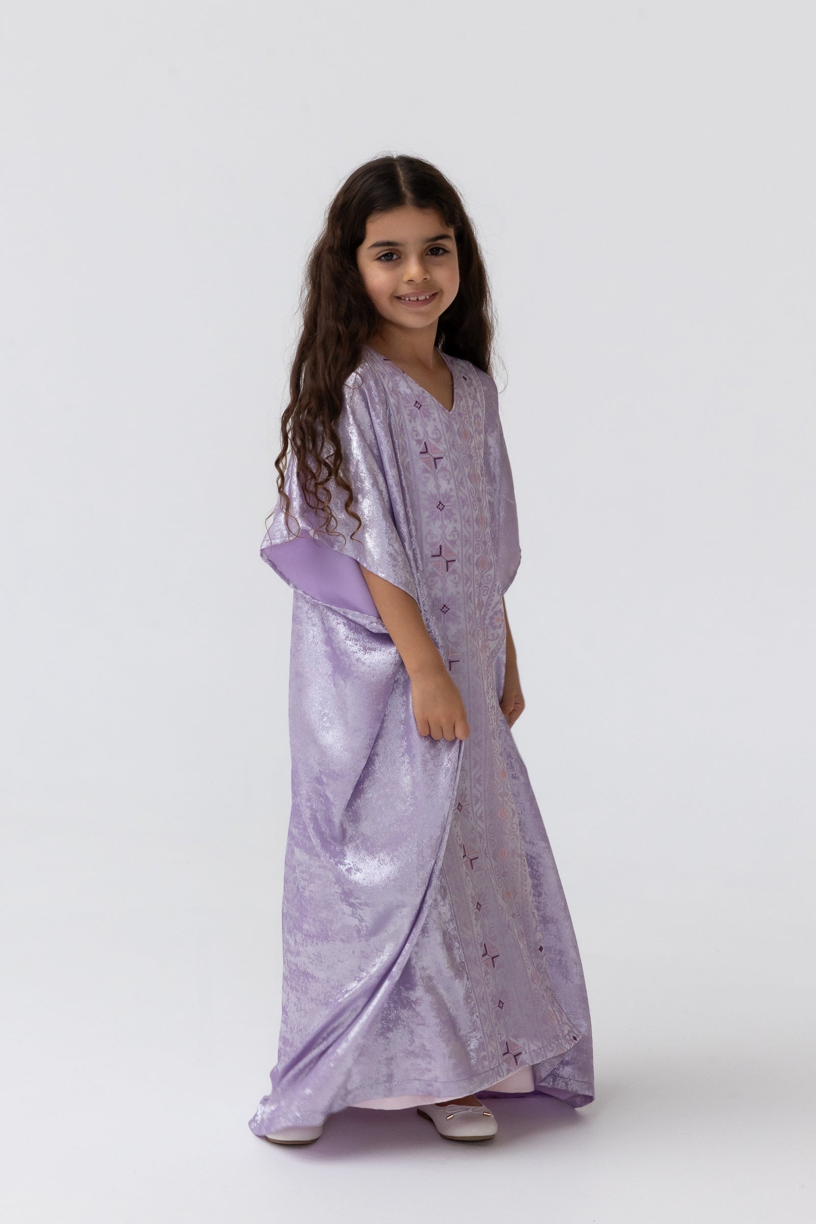 Kids Lilac Embroidered Kaftan