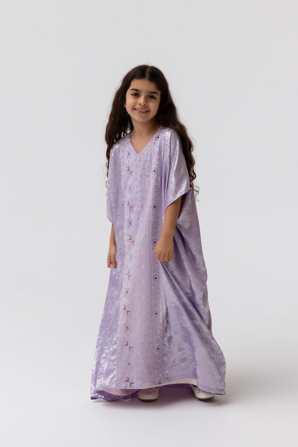 Kids Lilac Embroidered Kaftan