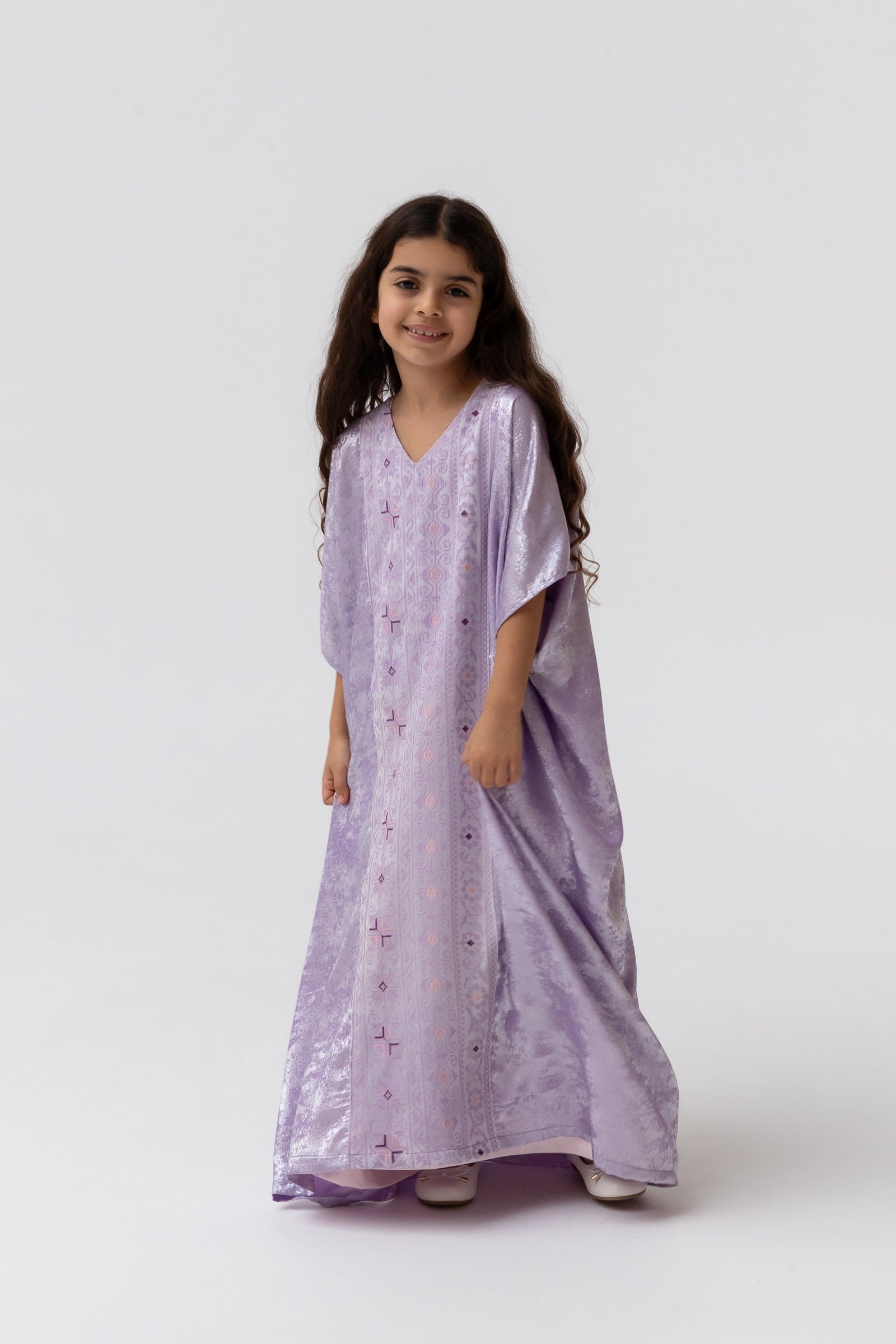 Kids Lilac Embroidered Kaftan
