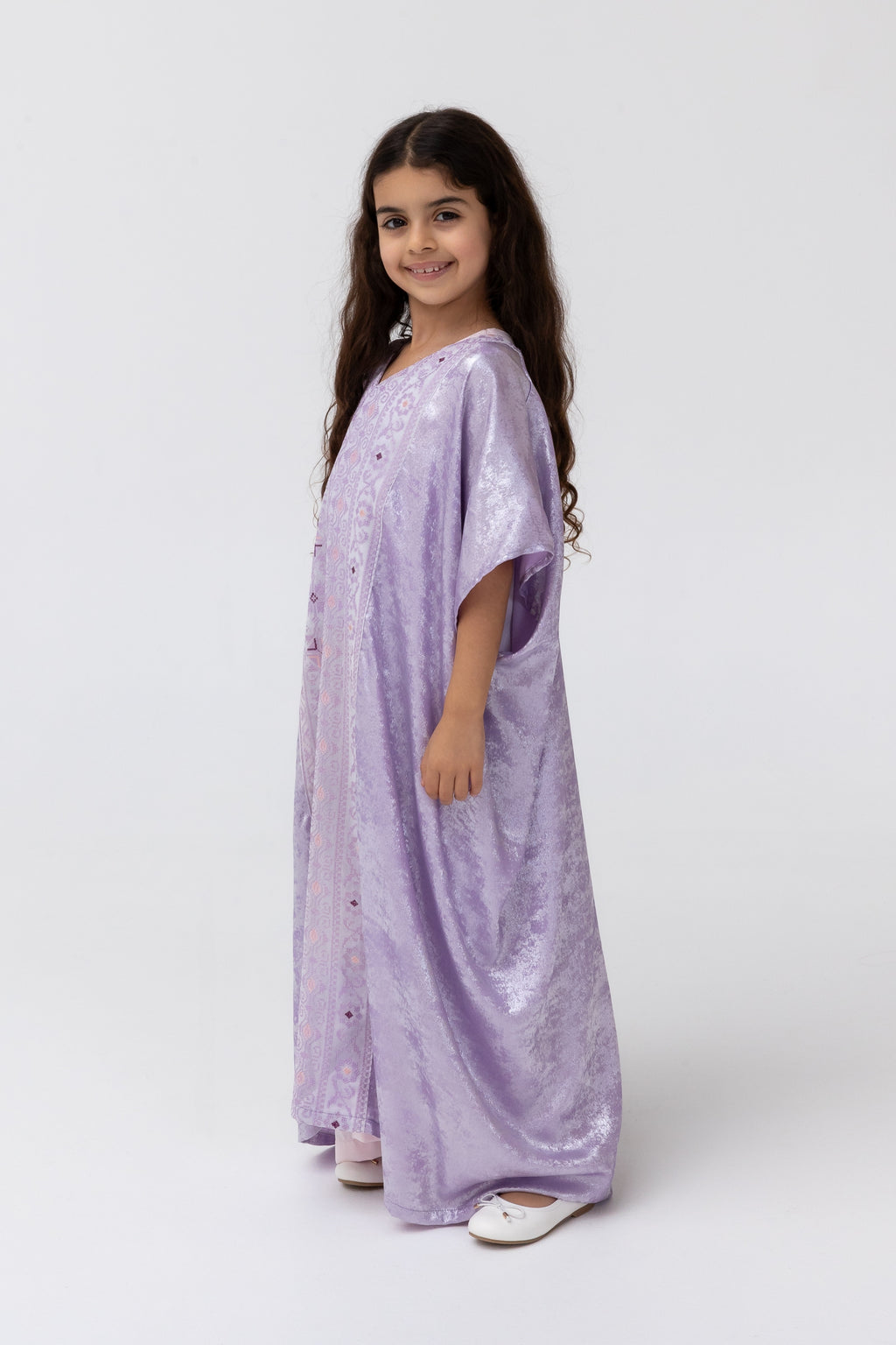 Kids Lilac Embroidered Kaftan