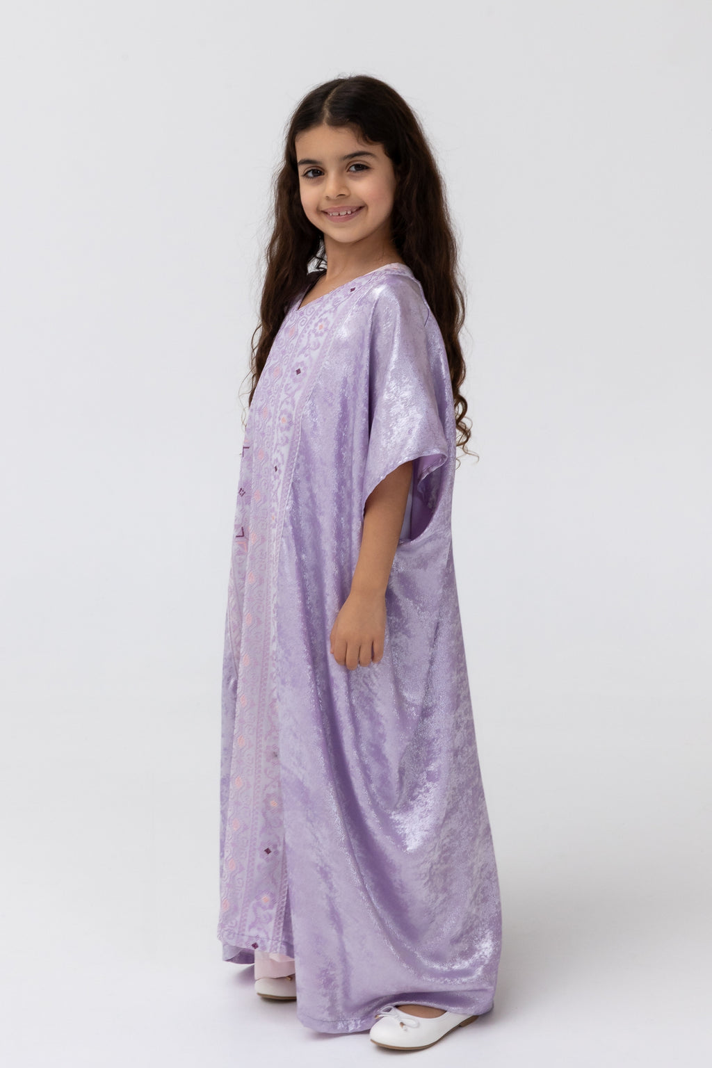Kids Lilac Embroidered Kaftan