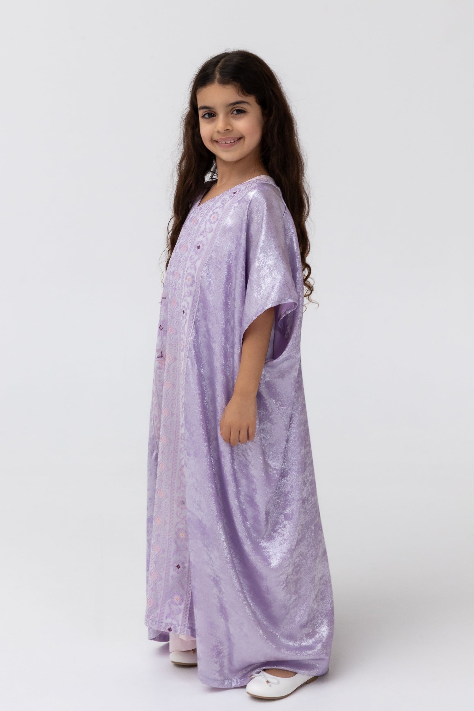 Kids Lilac Embroidered Kaftan