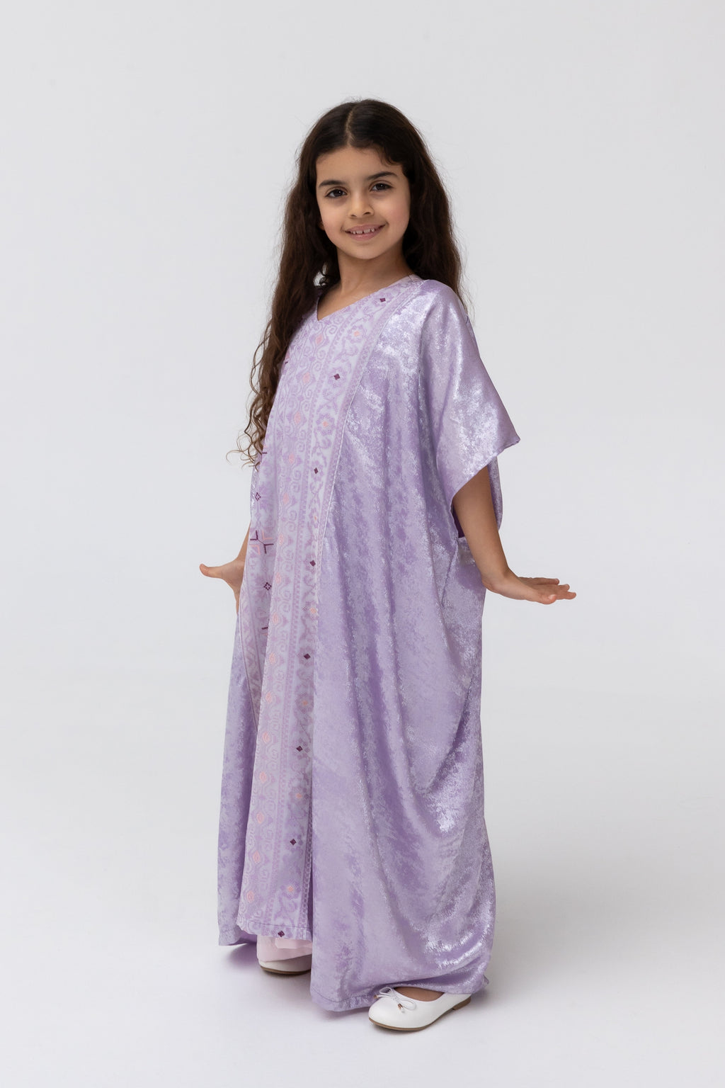Kids Lilac Embroidered Kaftan