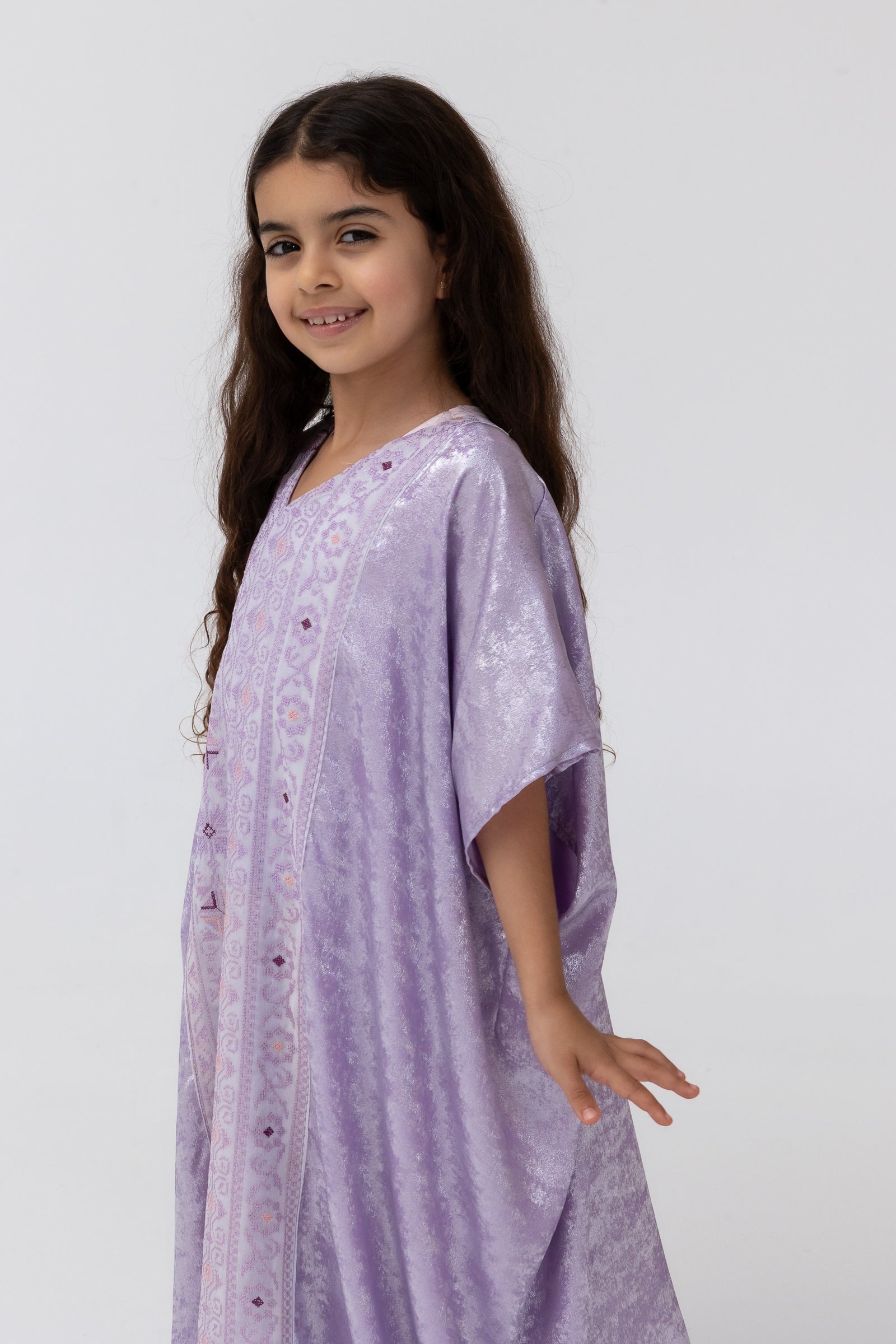 Kids Lilac Embroidered Kaftan