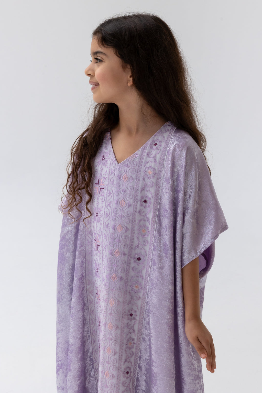 Kids Lilac Embroidered Kaftan