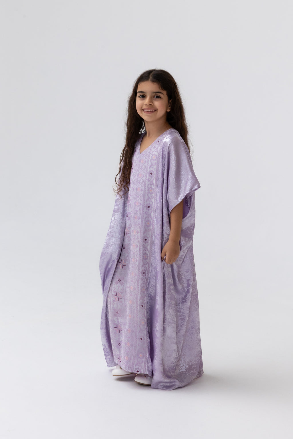 Kids Lilac Embroidered Kaftan