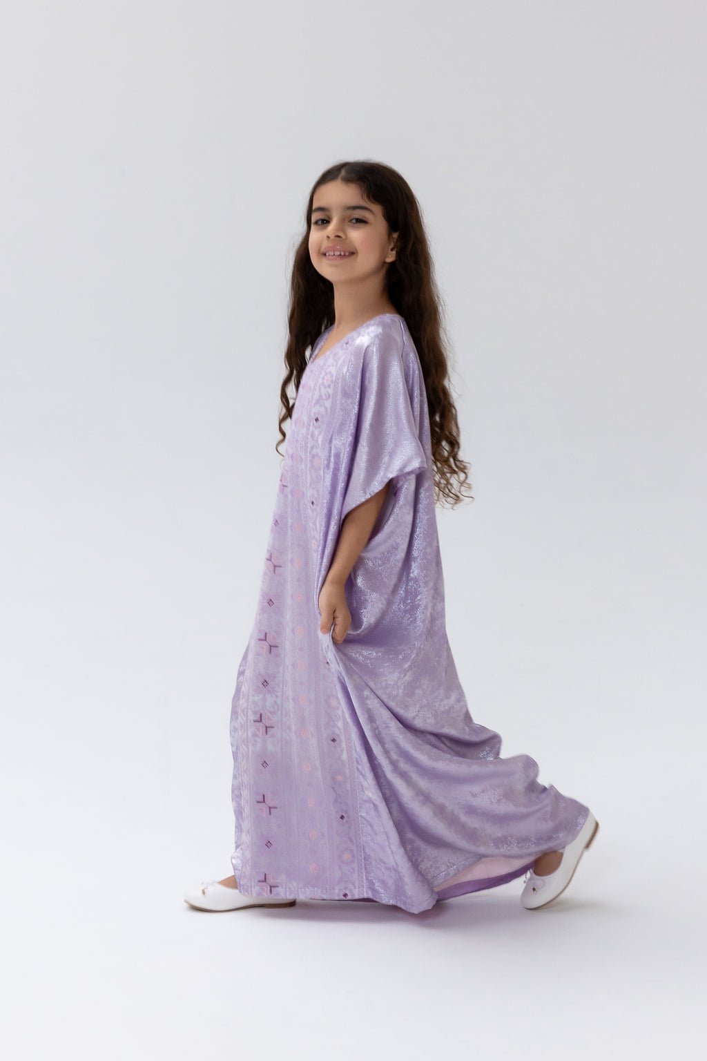 Kids Lilac Embroidered Kaftan