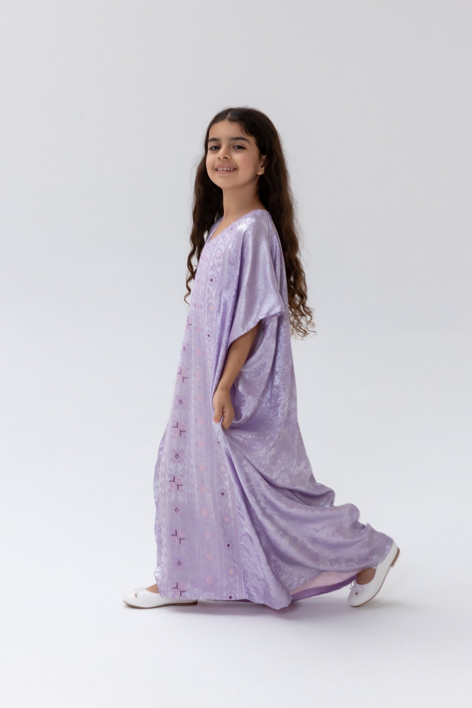 Kids Lilac Embroidered Kaftan