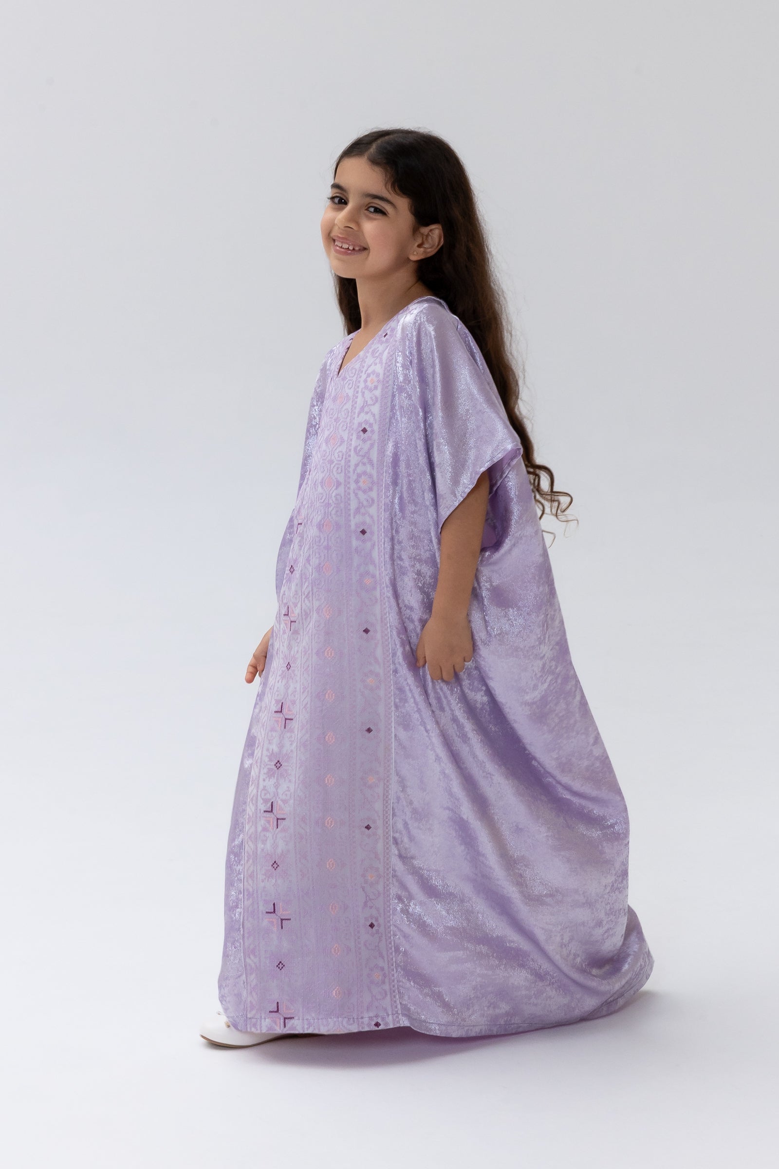 Kids Lilac Embroidered Kaftan