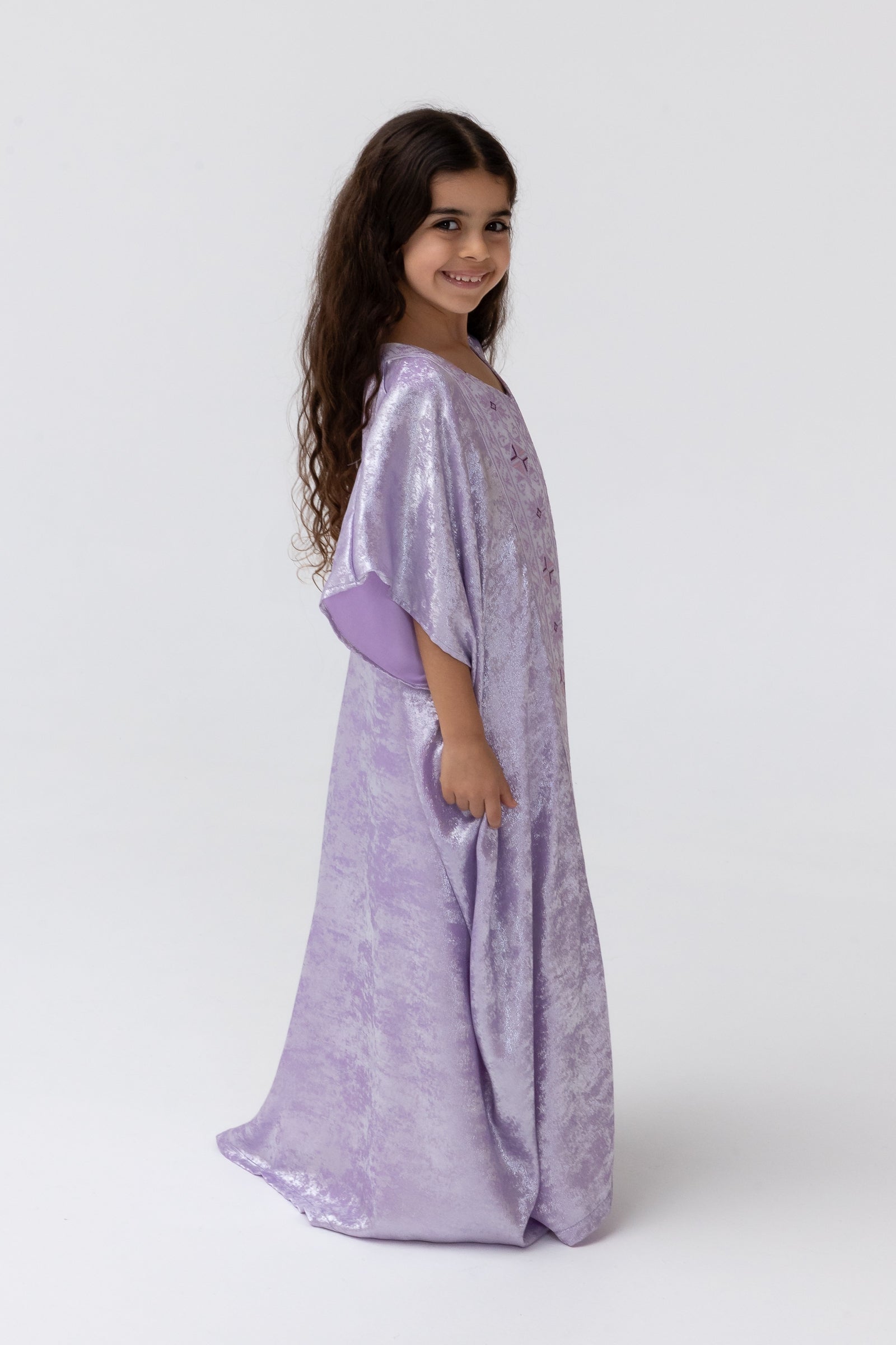 Kids Lilac Embroidered Kaftan