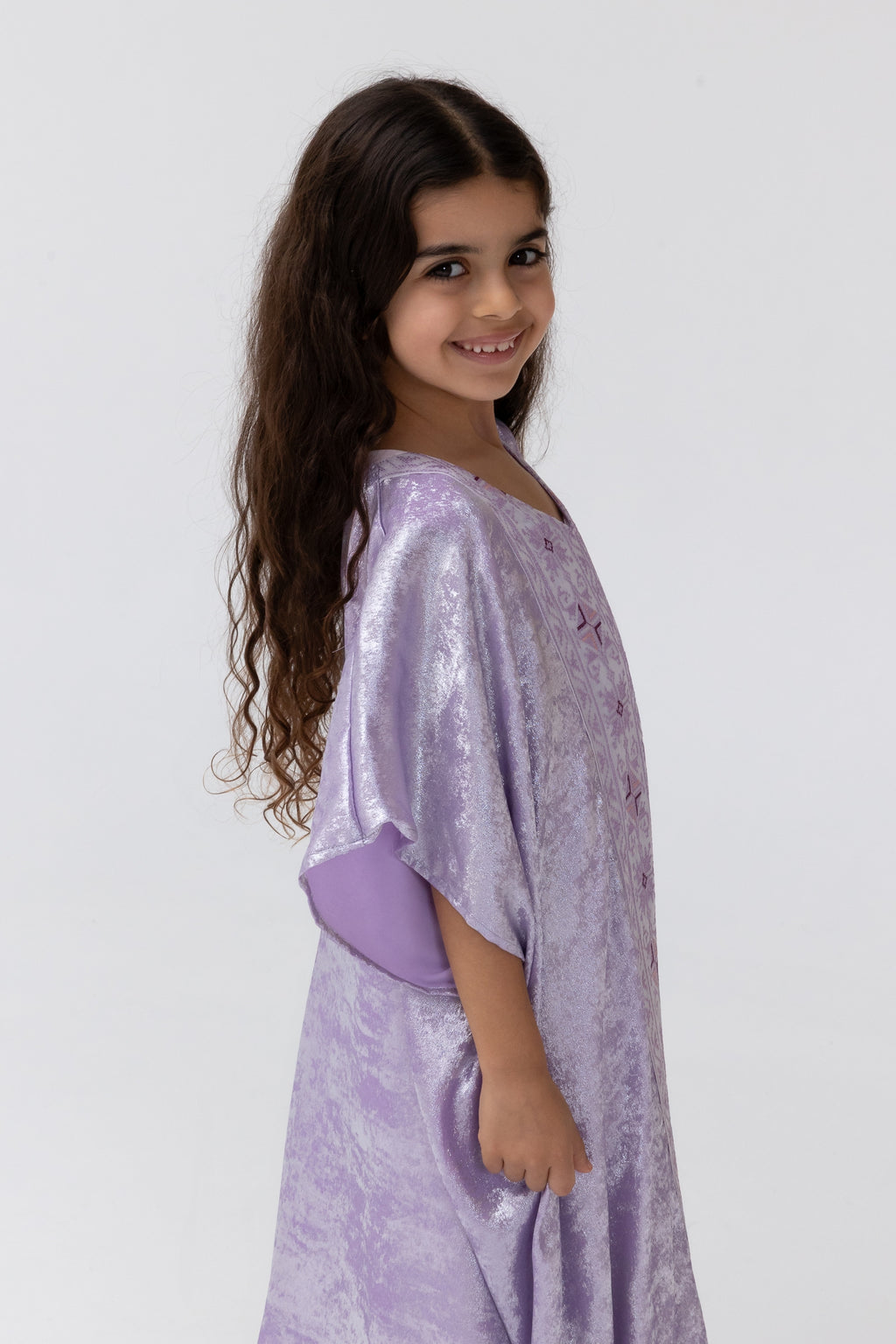 Kids Lilac Embroidered Kaftan