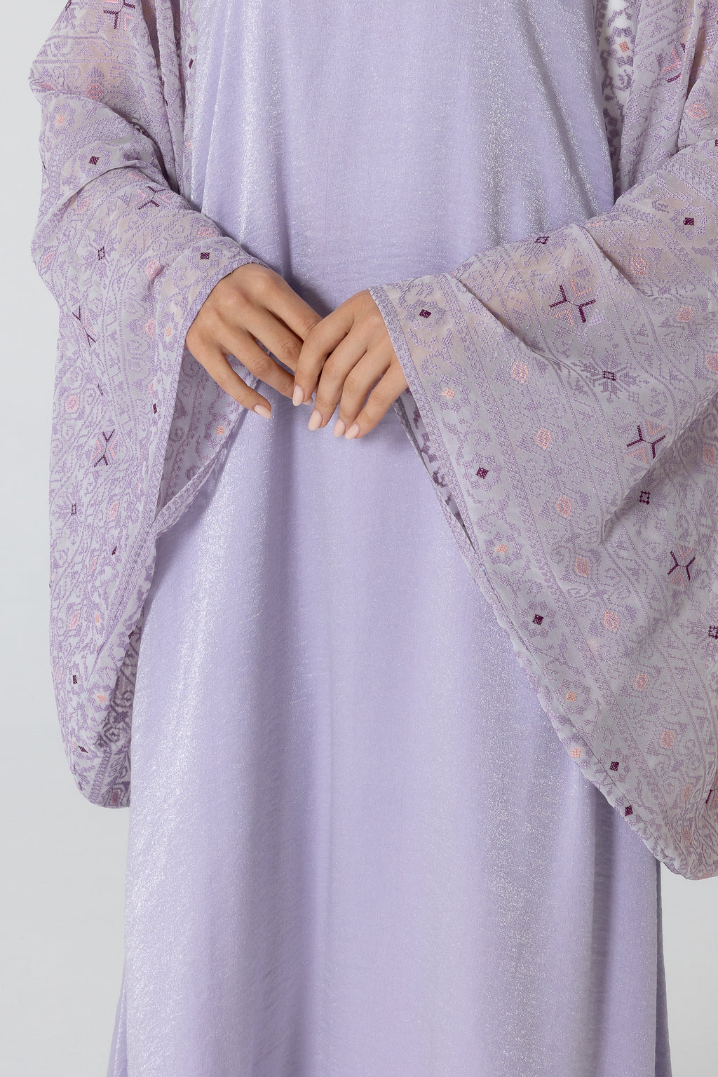 Lilac Dress with Embellished Sleeves