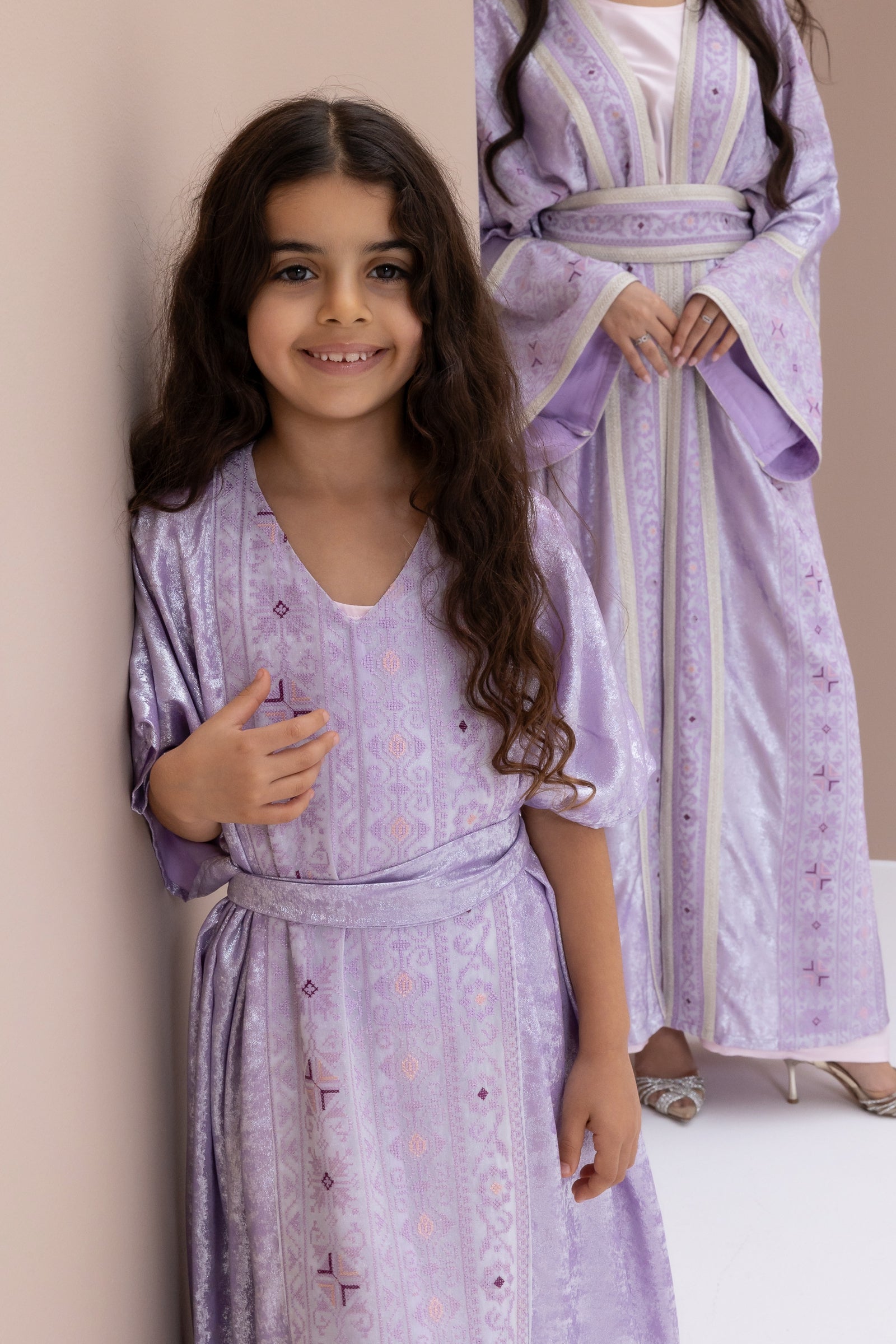 Kids Lilac Embroidered Kaftan