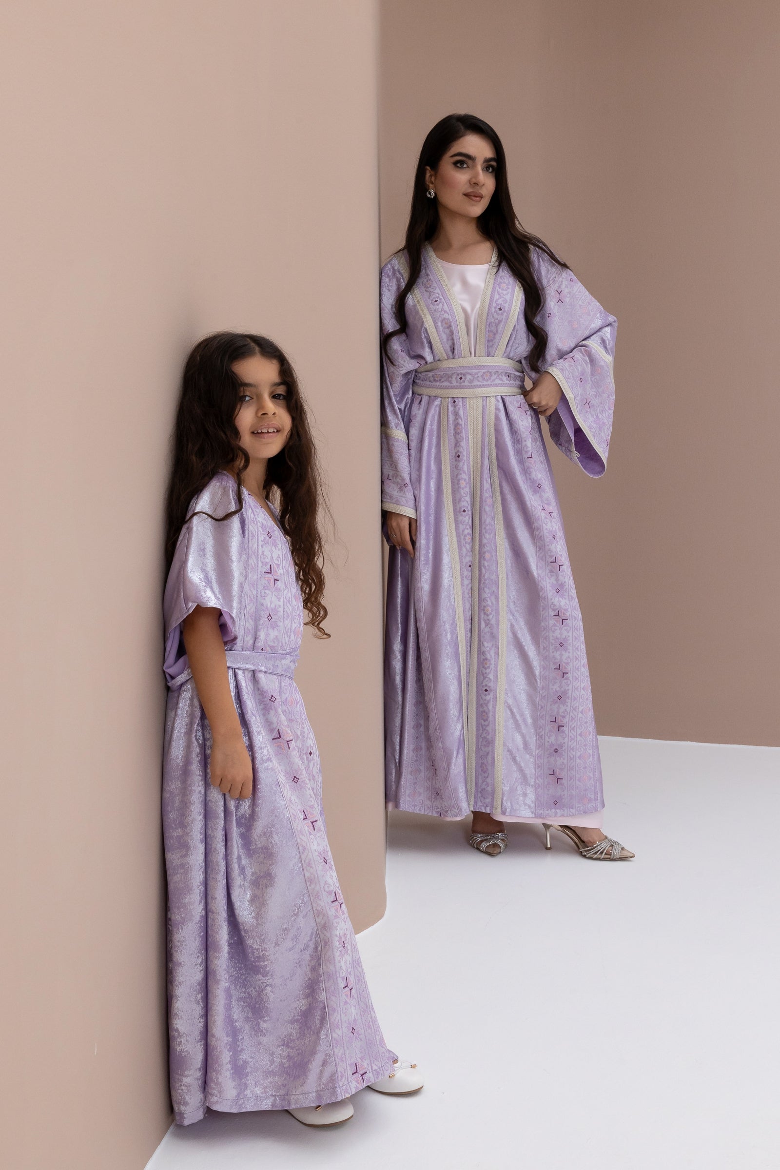 Kids Lilac Embroidered Kaftan
