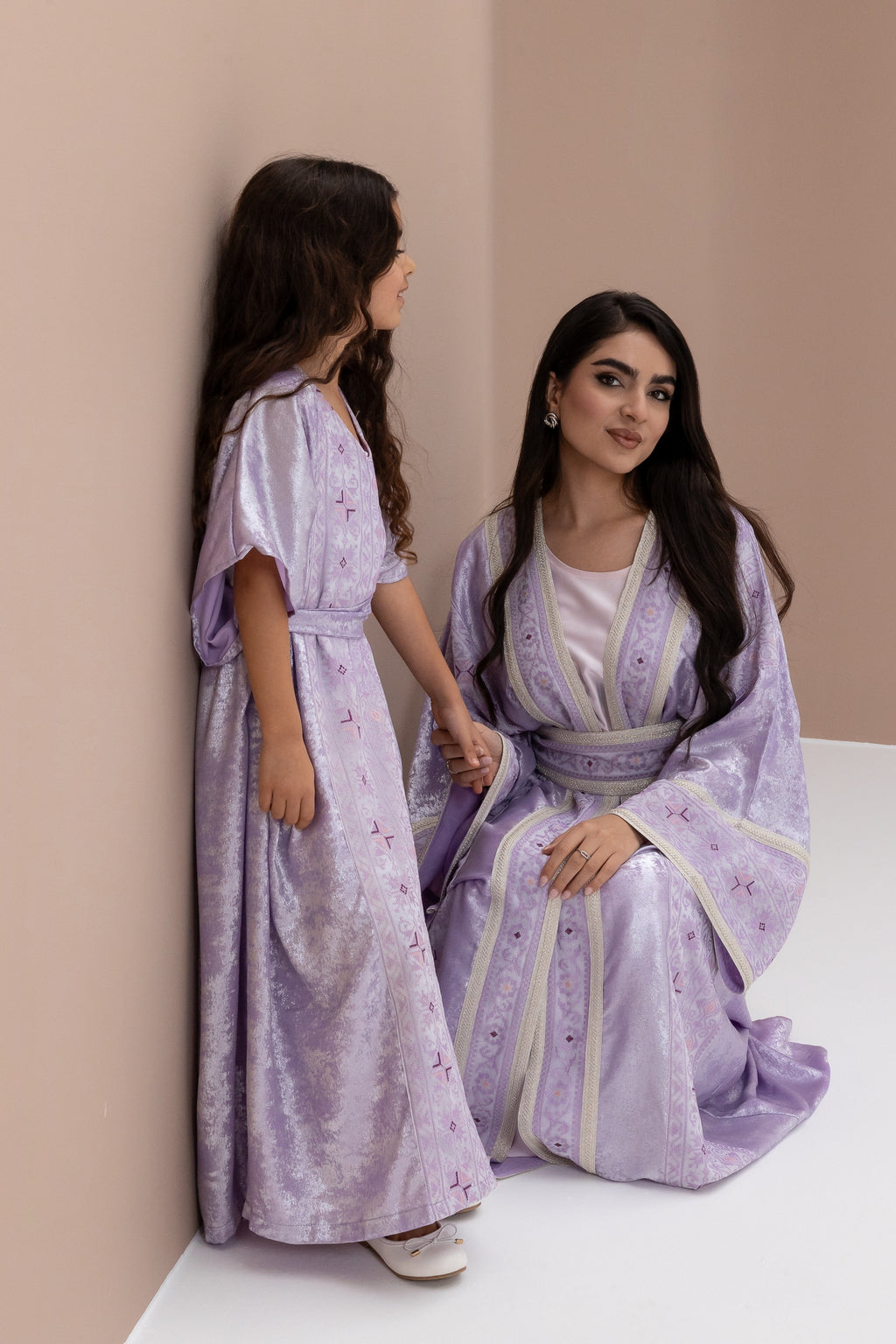 Kids Lilac Embroidered Kaftan