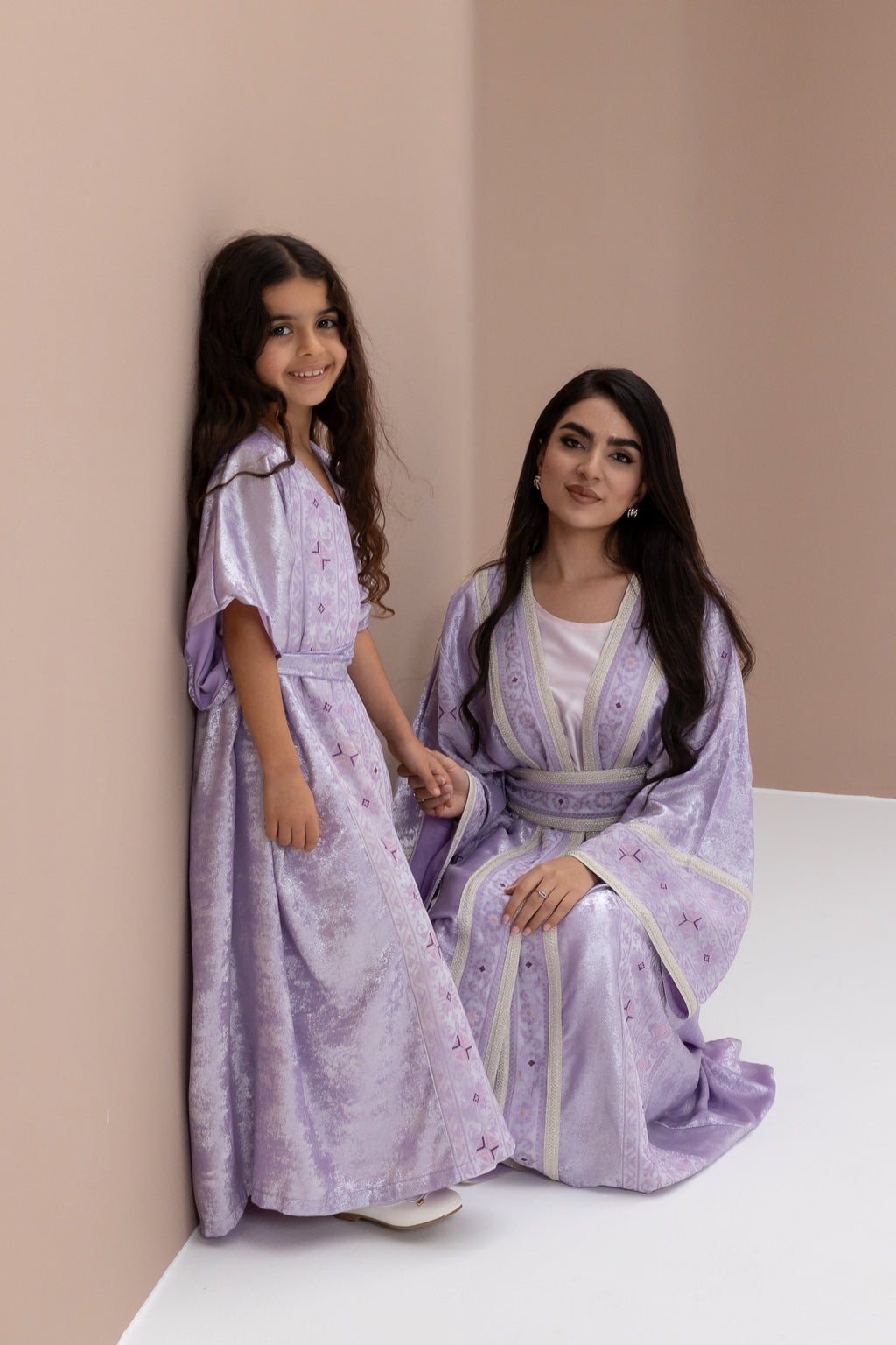Kids Lilac Embroidered Kaftan