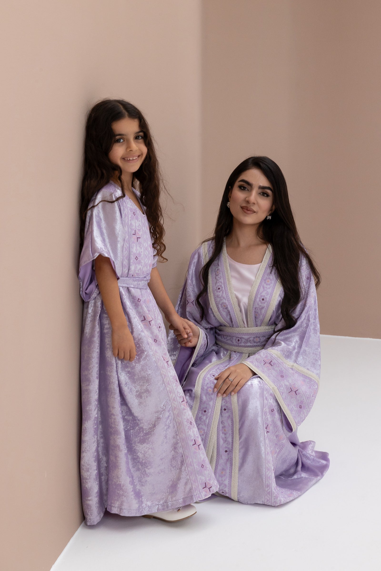 Kids Lilac Embroidered Kaftan