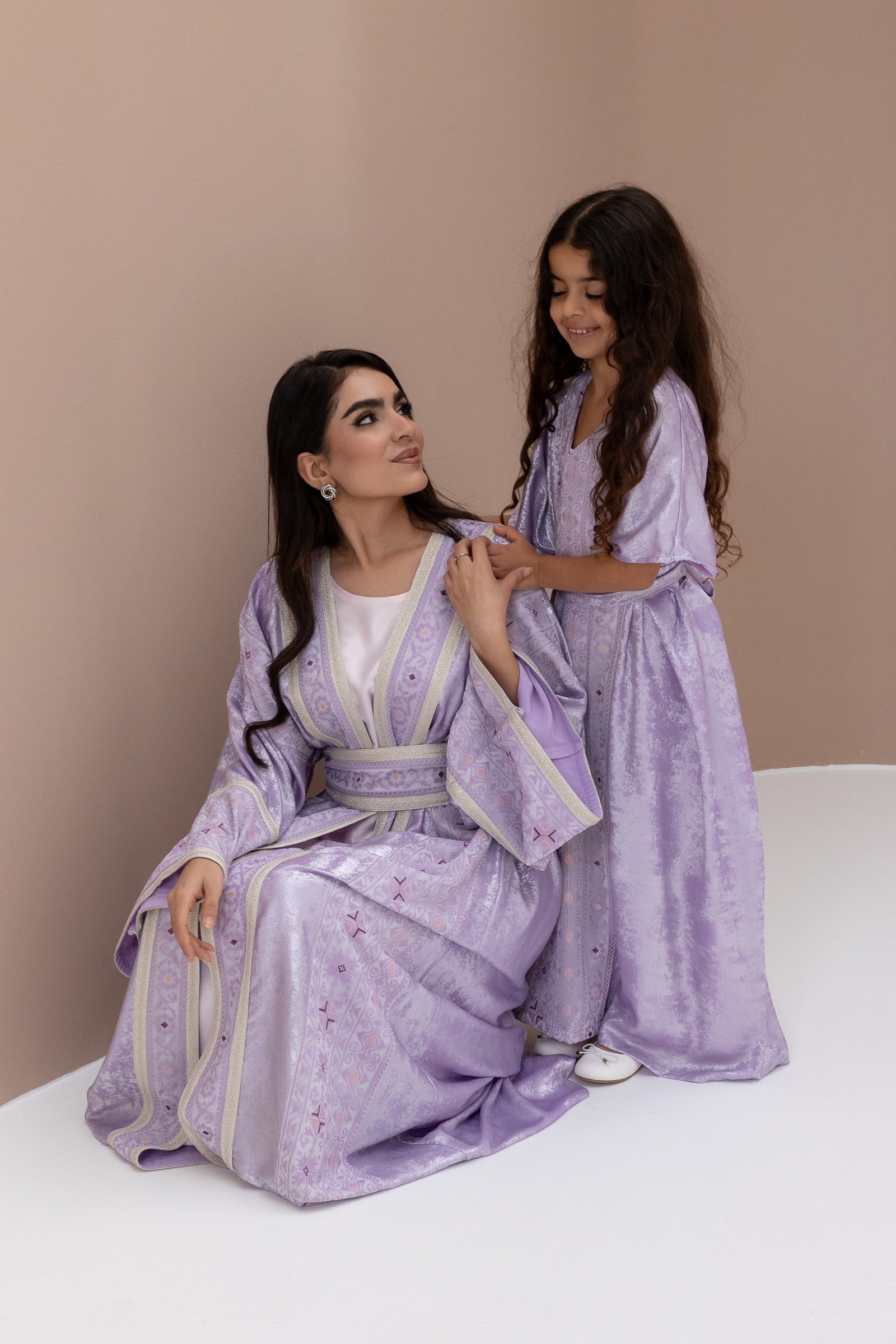 Kids Lilac Embroidered Kaftan
