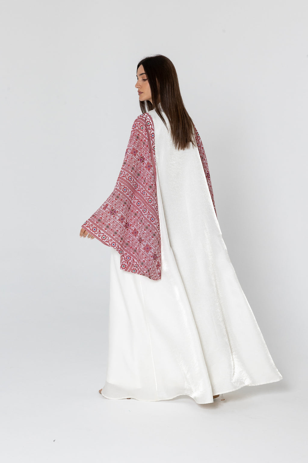 White Dress with Embellished Sleeves