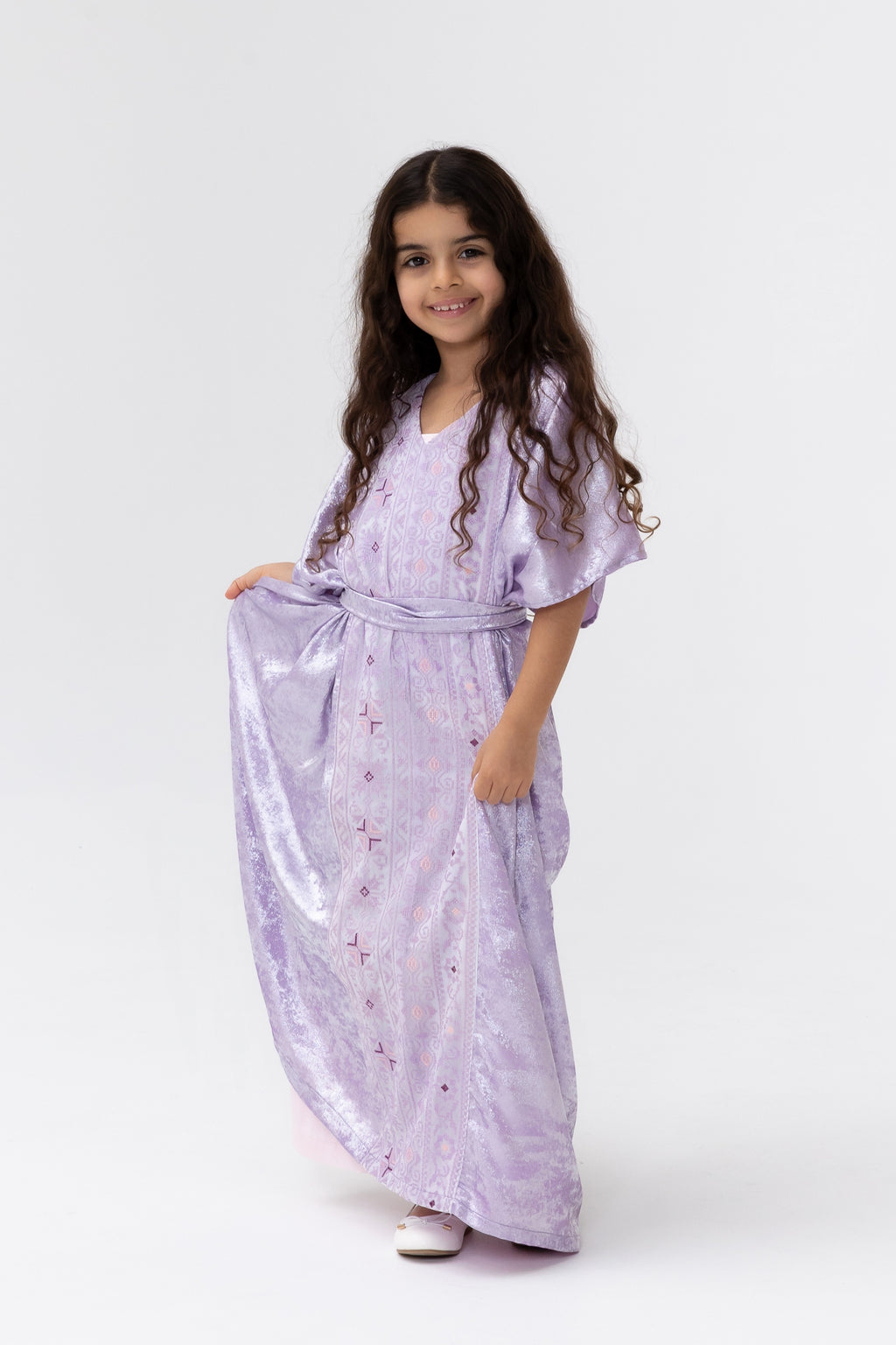Kids Lilac Embroidered Kaftan