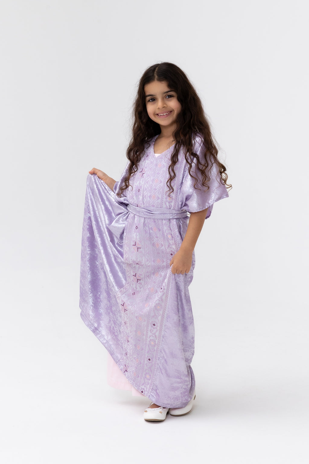 Kids Lilac Embroidered Kaftan