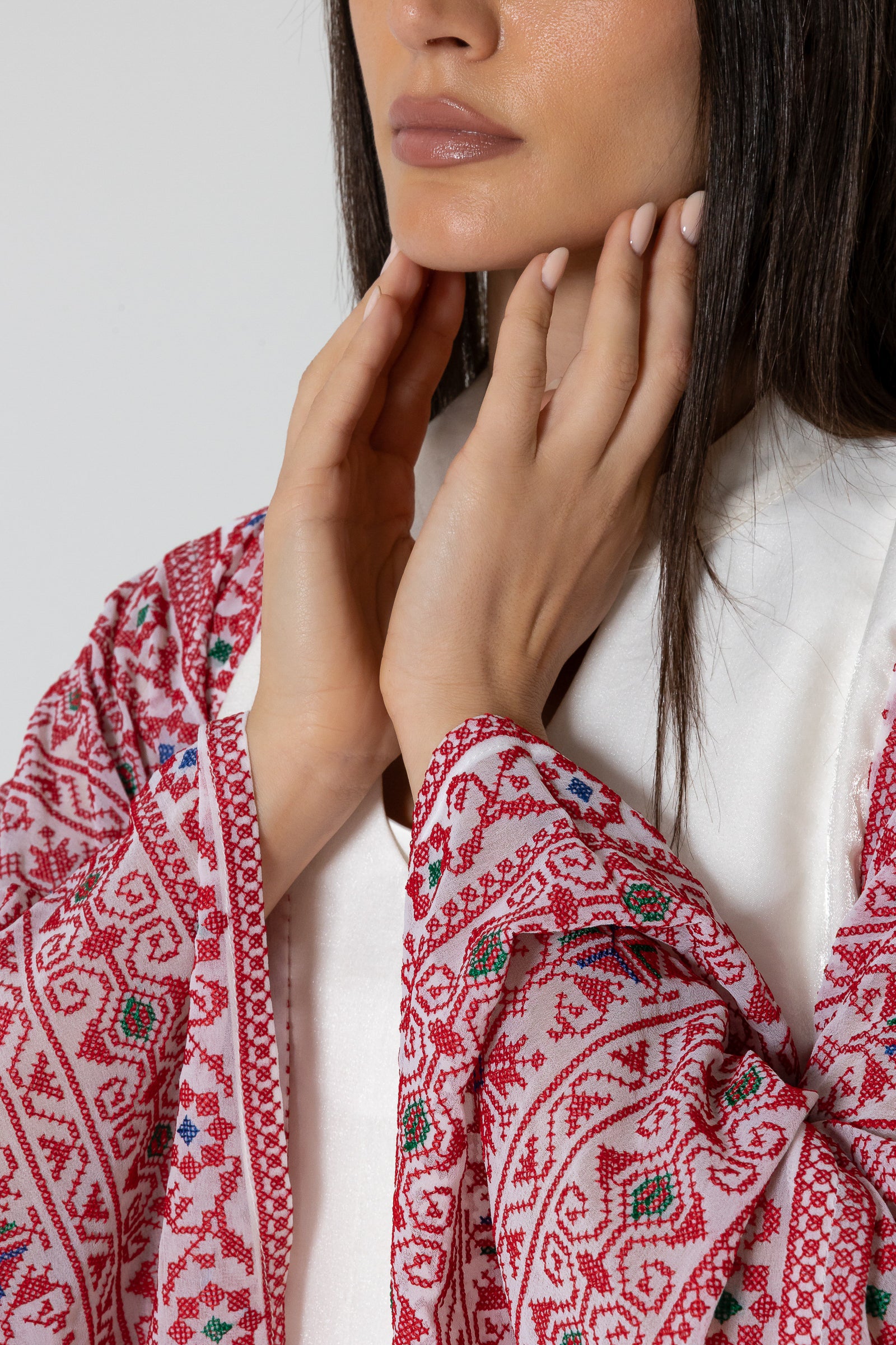 White Dress with Embellished Sleeves