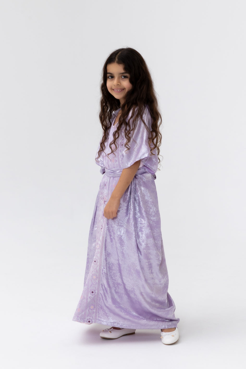 Kids Lilac Embroidered Kaftan
