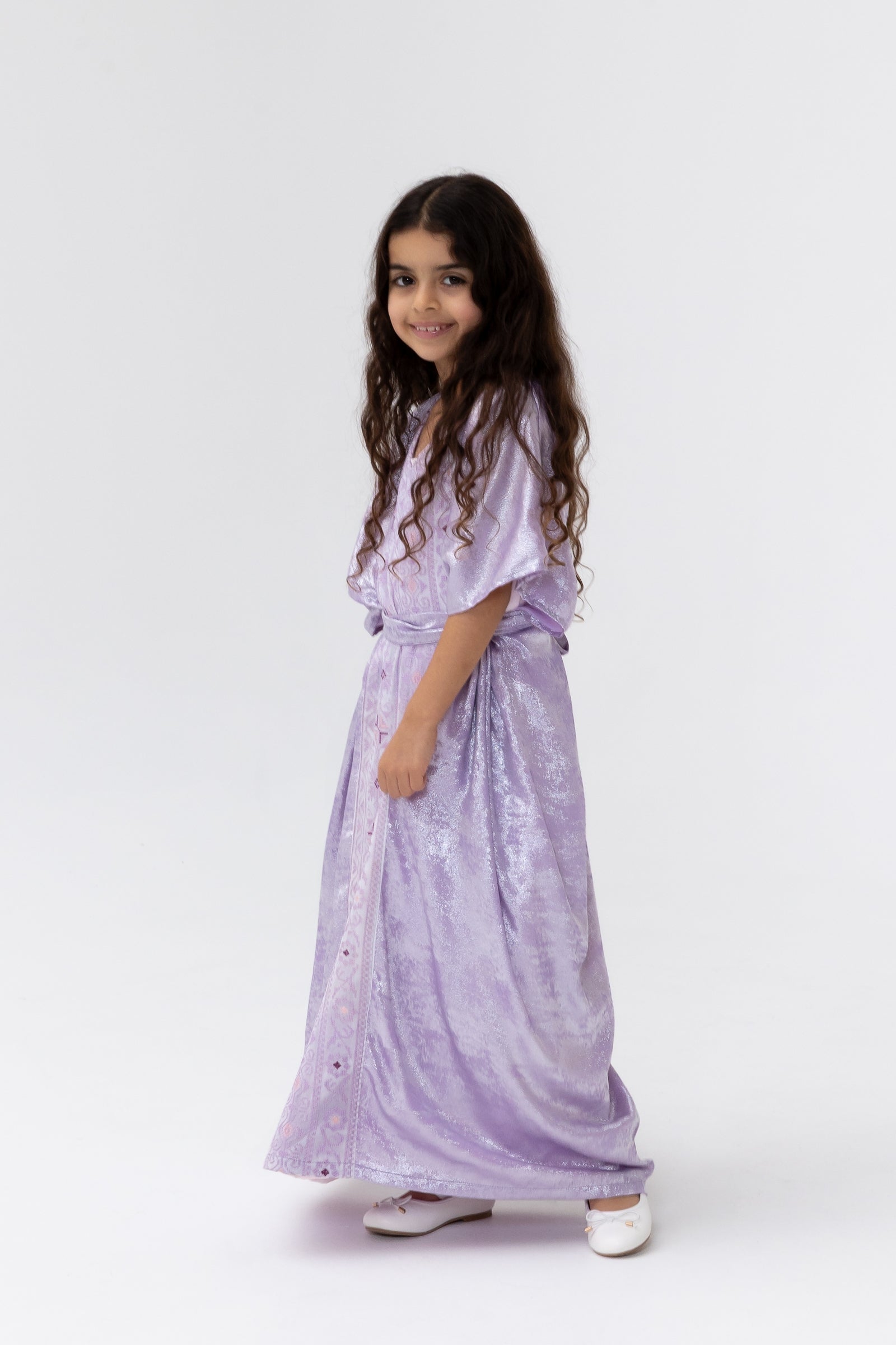 Kids Lilac Embroidered Kaftan