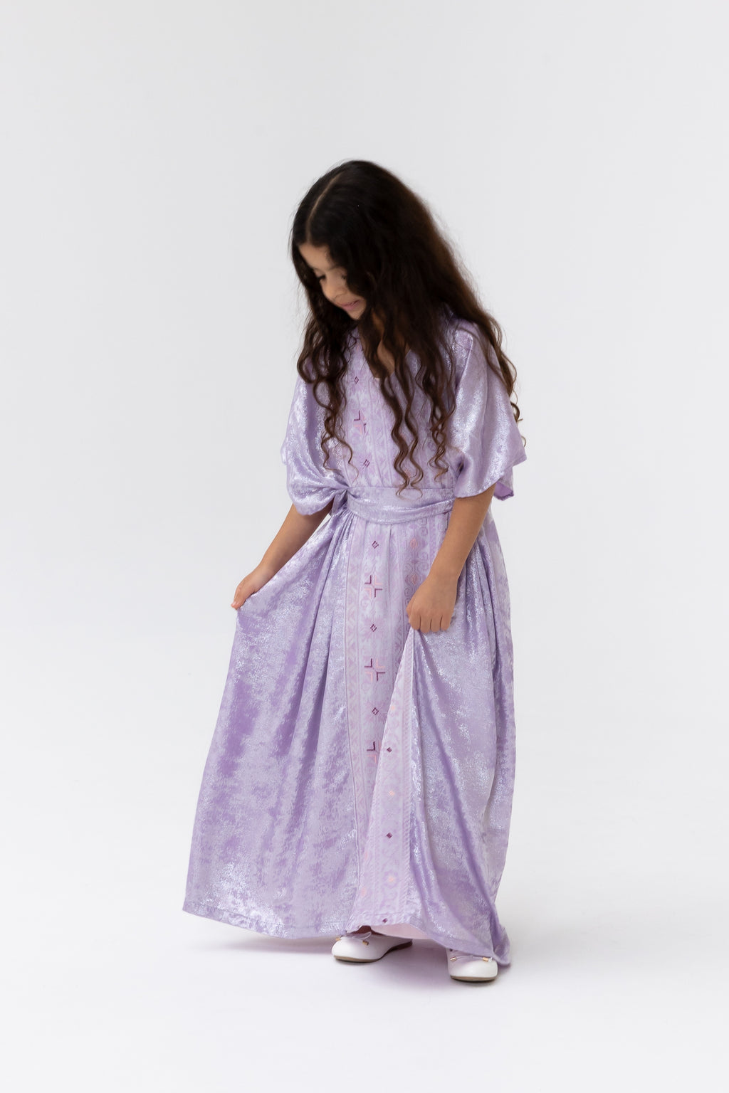 Kids Lilac Embroidered Kaftan