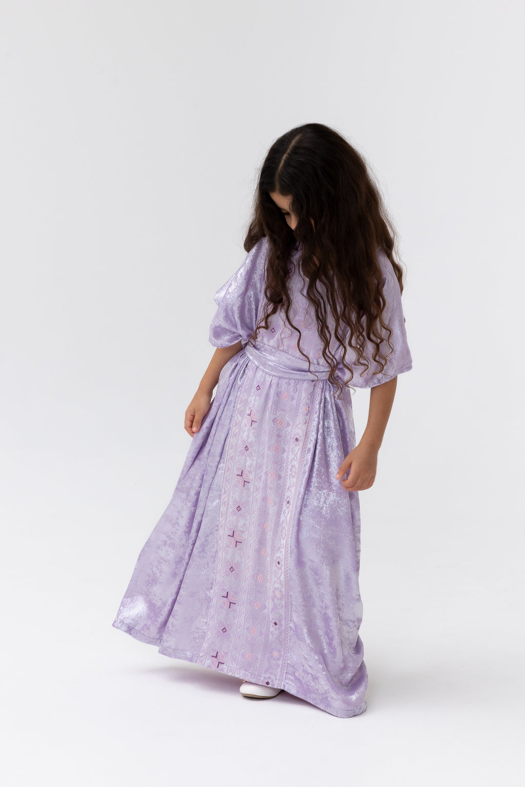 Kids Lilac Embroidered Kaftan