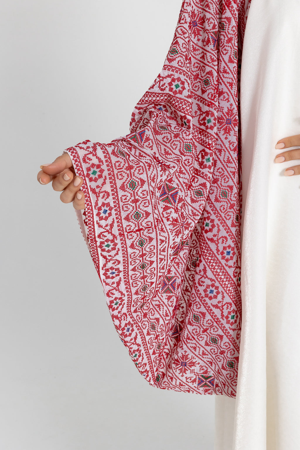 White Dress with Embellished Sleeves