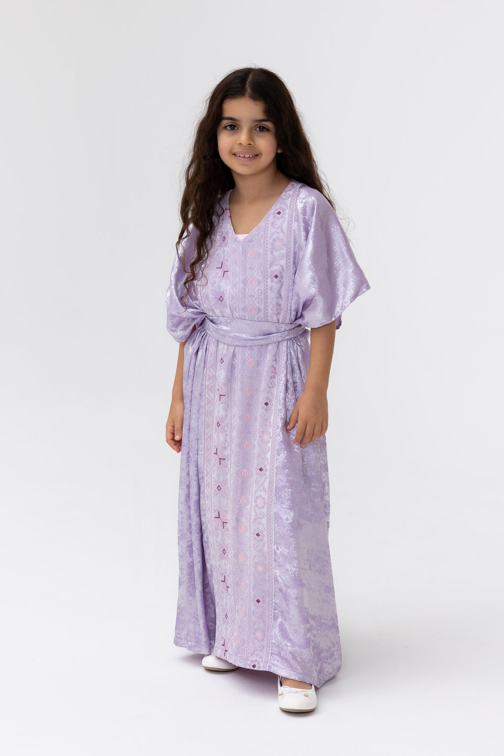 Kids Lilac Embroidered Kaftan