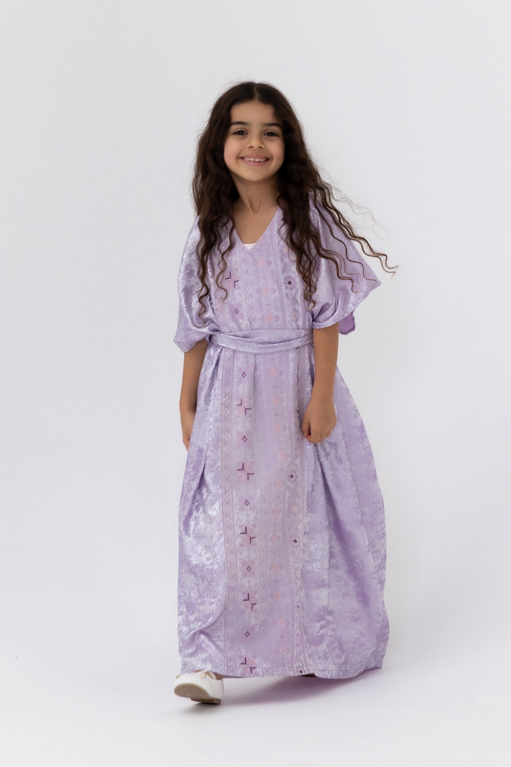 Kids Lilac Embroidered Kaftan