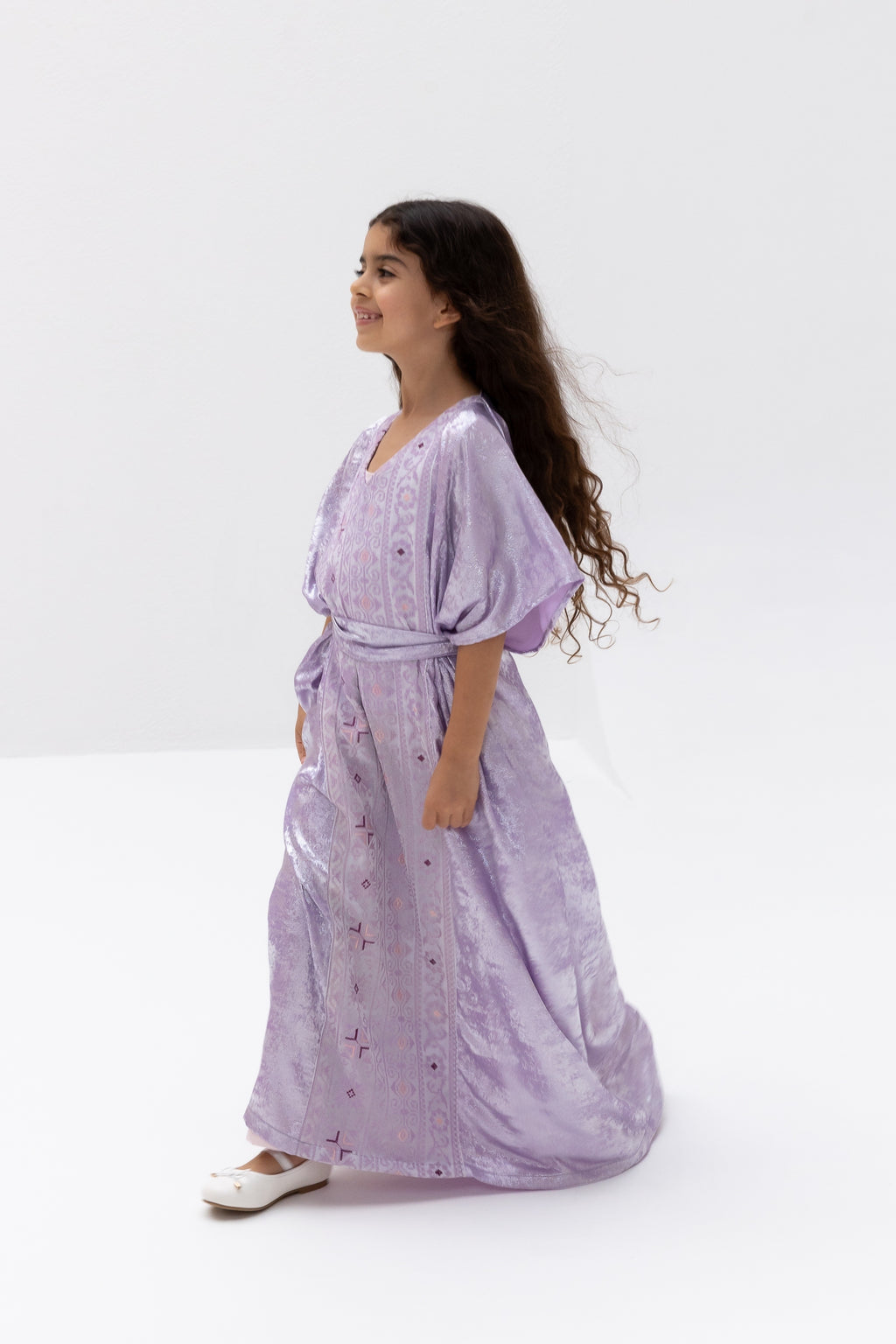 Kids Lilac Embroidered Kaftan