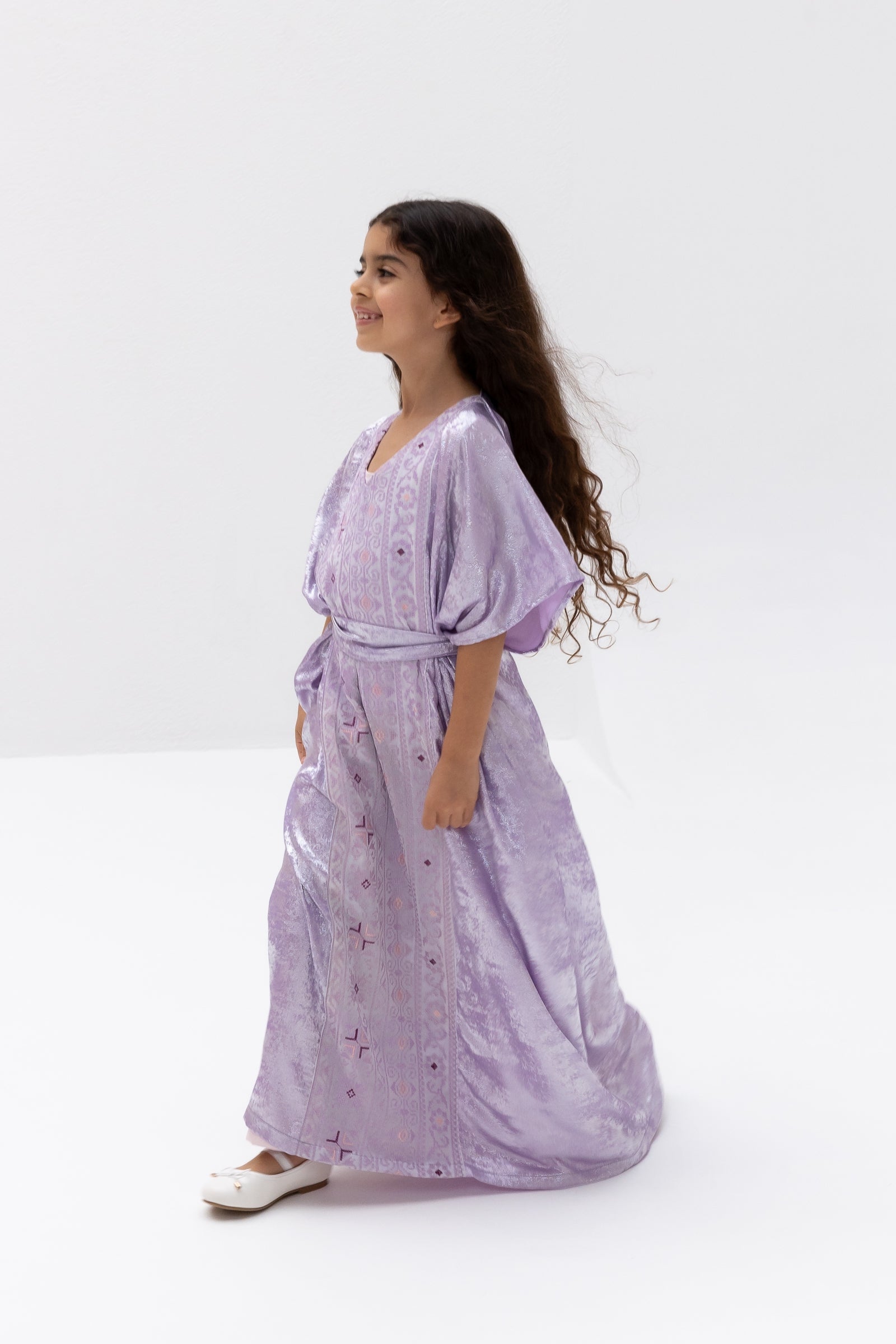 Kids Lilac Embroidered Kaftan