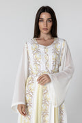White Embroidered Dress with Sheer Sleeves