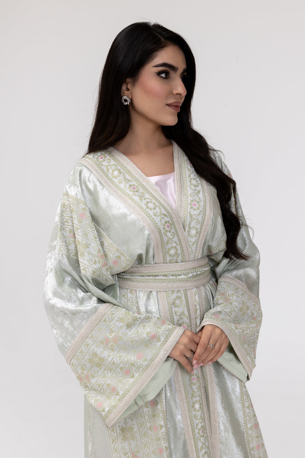 Light Mint Embroidered Abaya