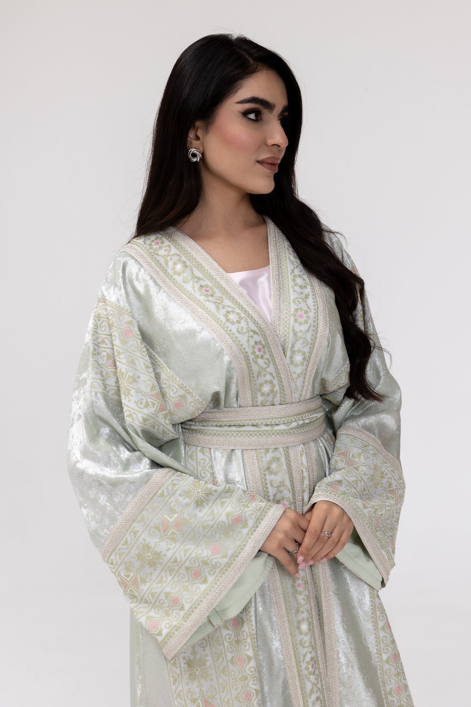 Light Mint Embroidered Abaya