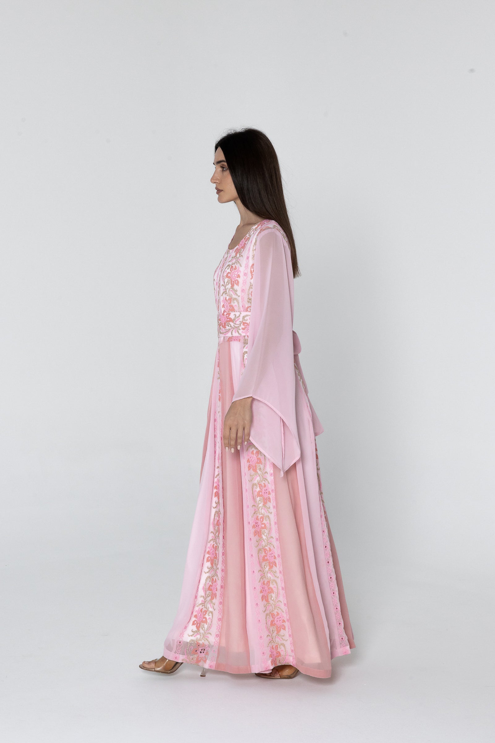 Pink Dress with Floral Embroidery