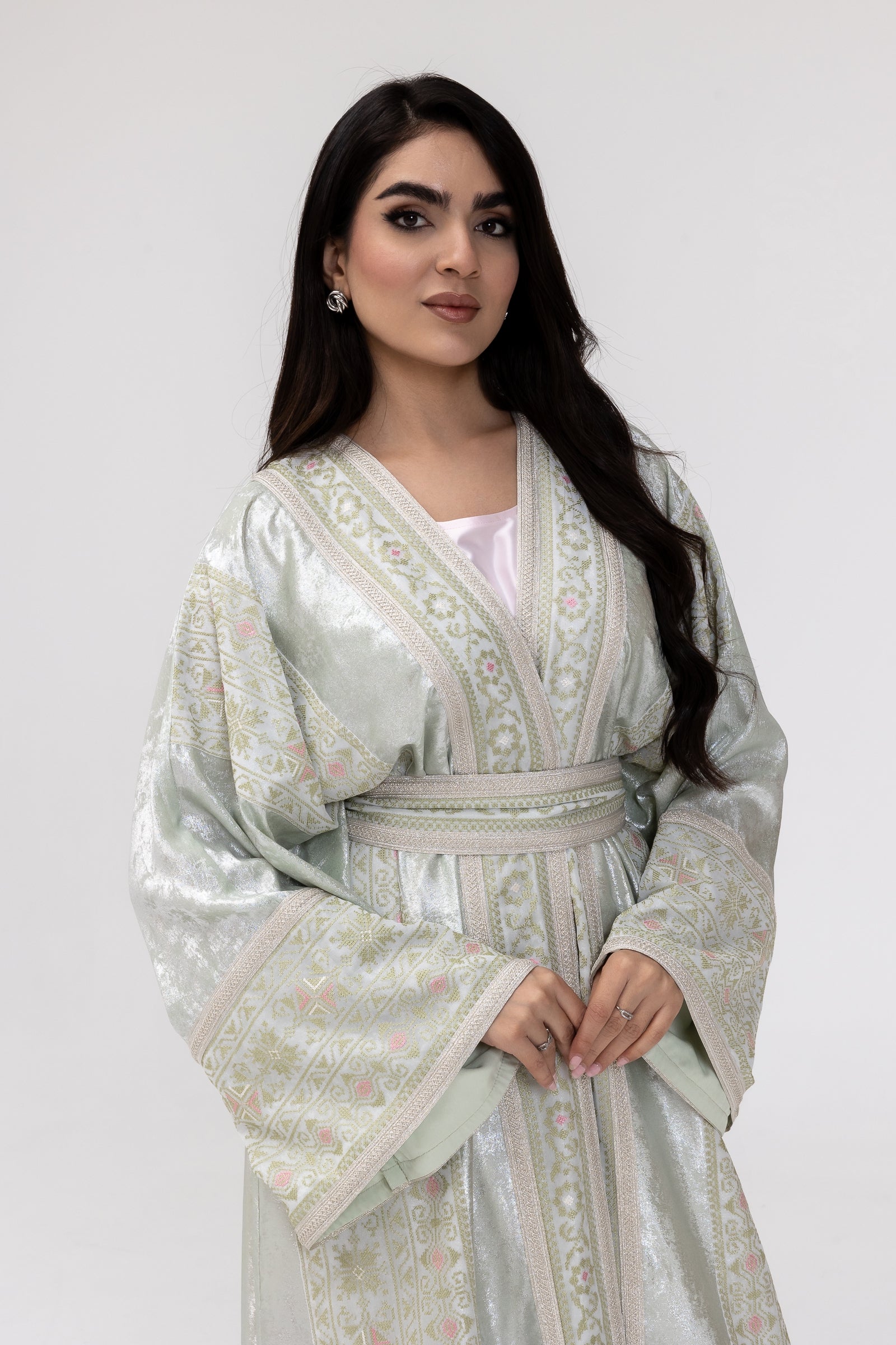 Light Mint Embroidered Abaya
