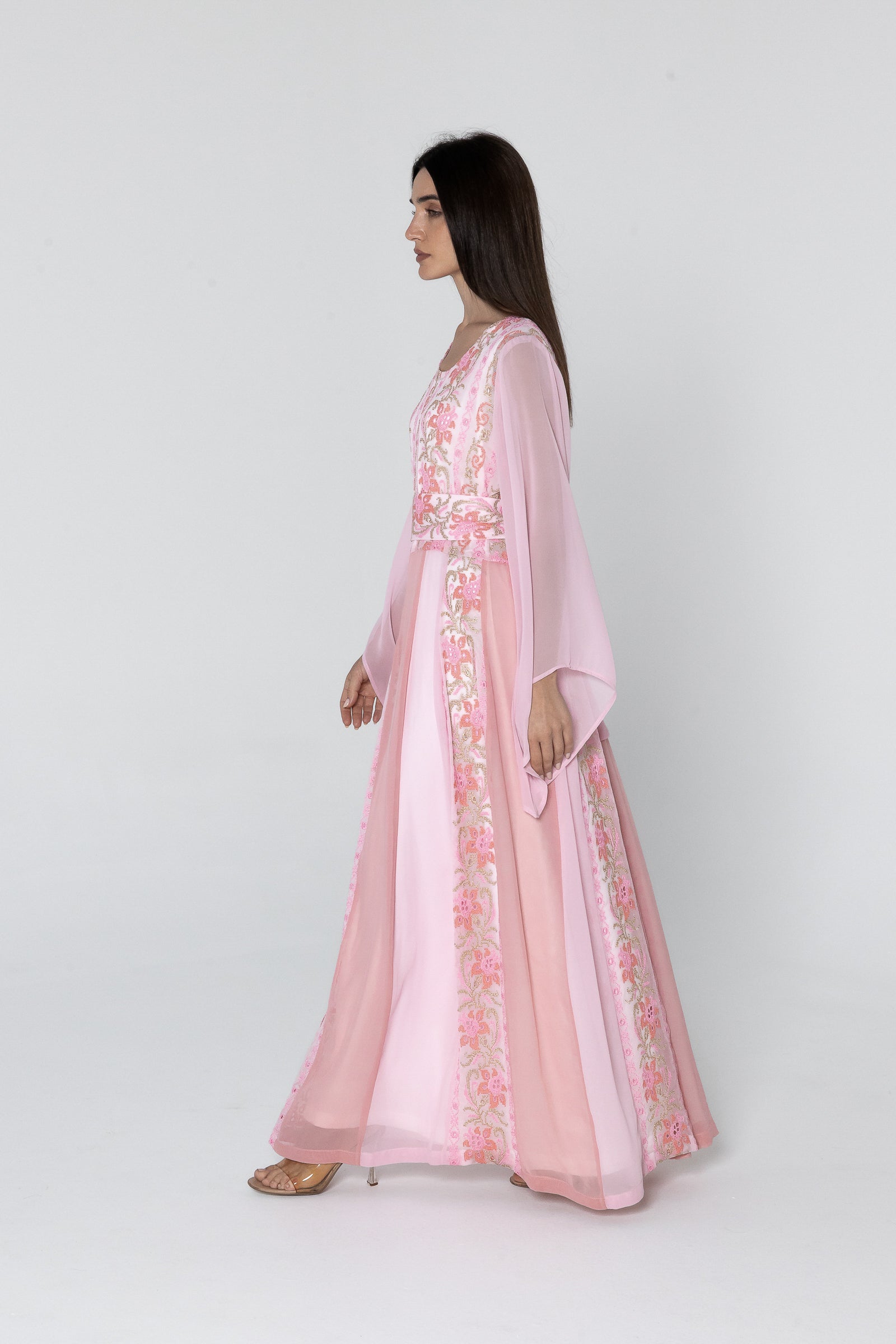 Pink Dress with Floral Embroidery