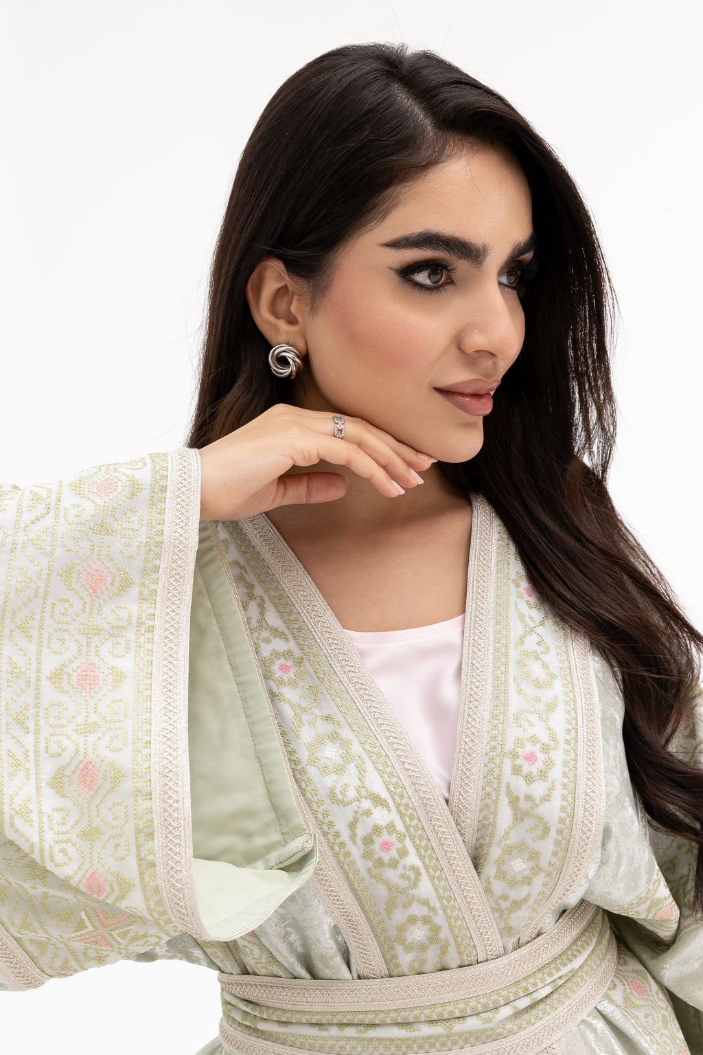 Light Mint Embroidered Abaya