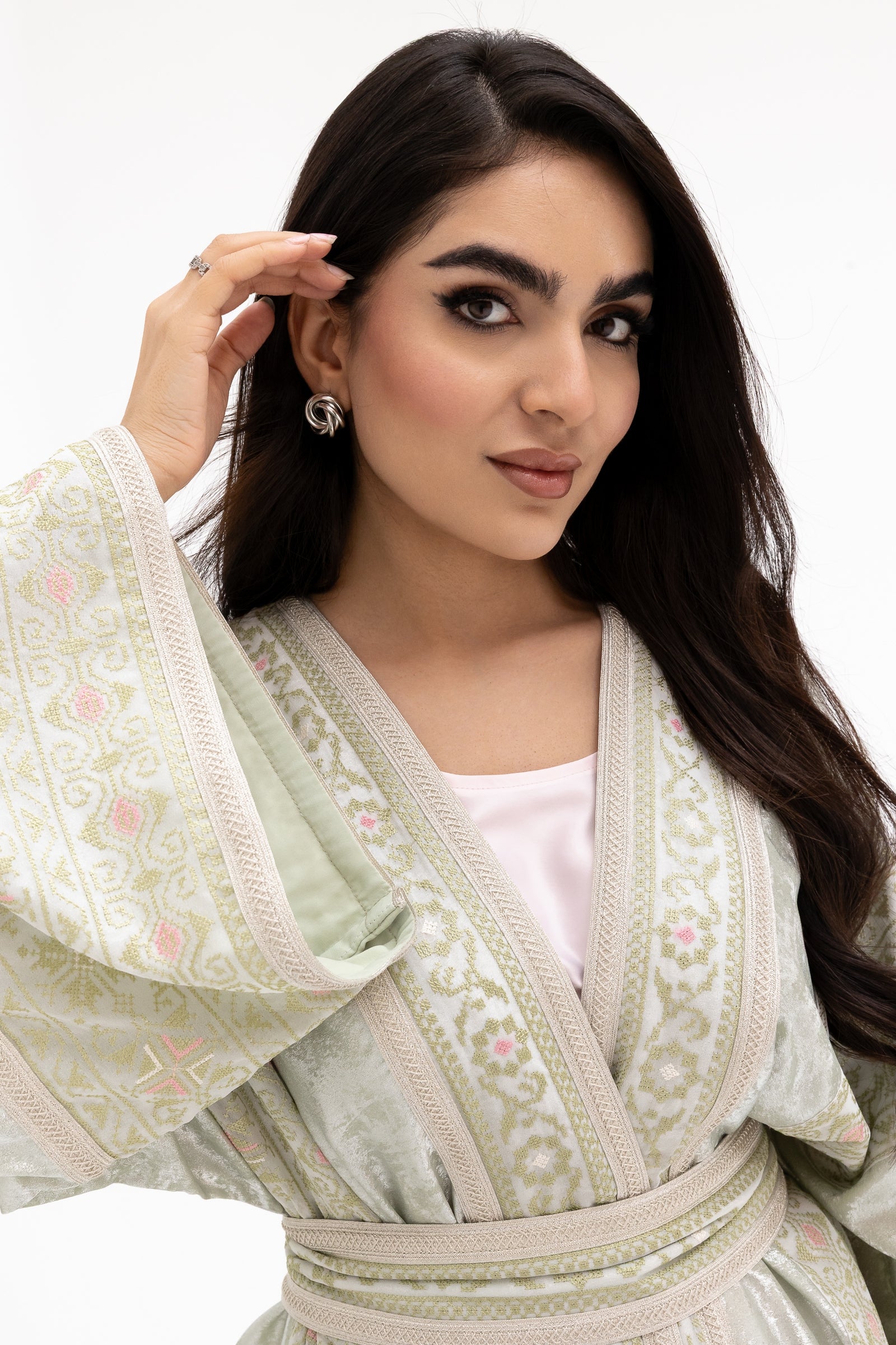 Light Mint Embroidered Abaya