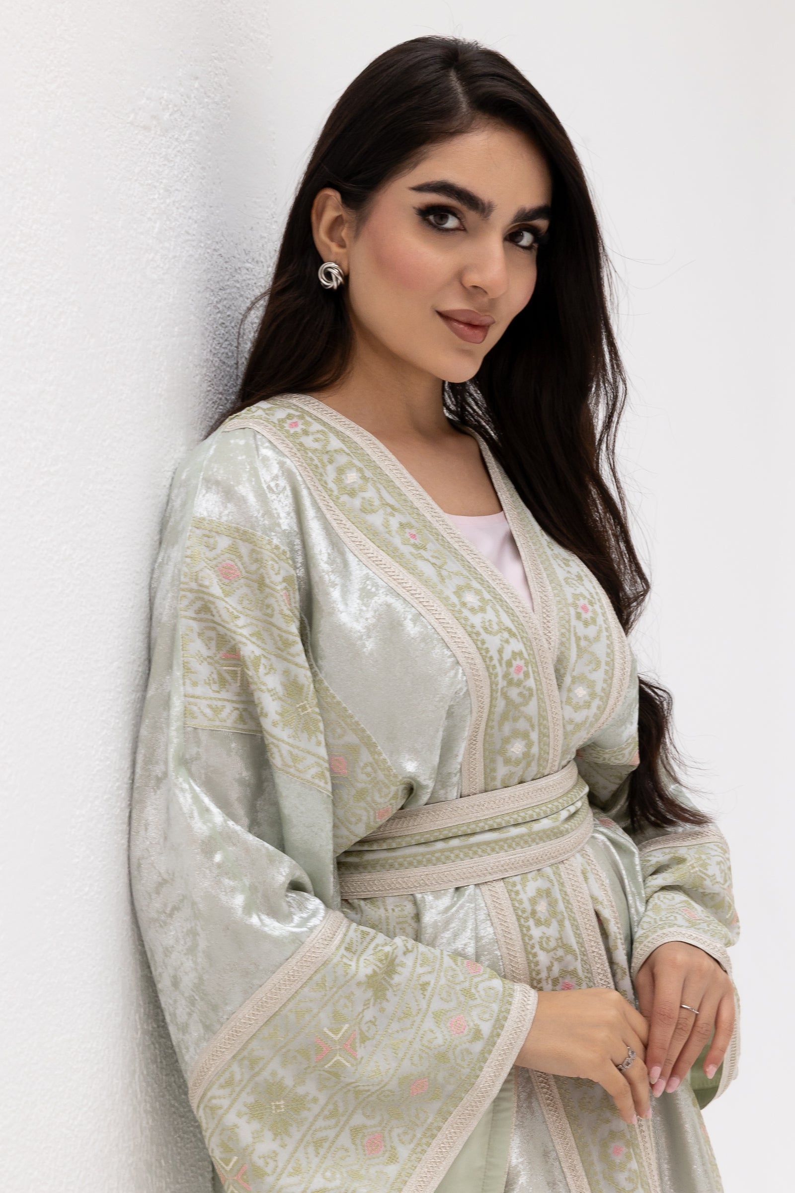Light Mint Embroidered Abaya
