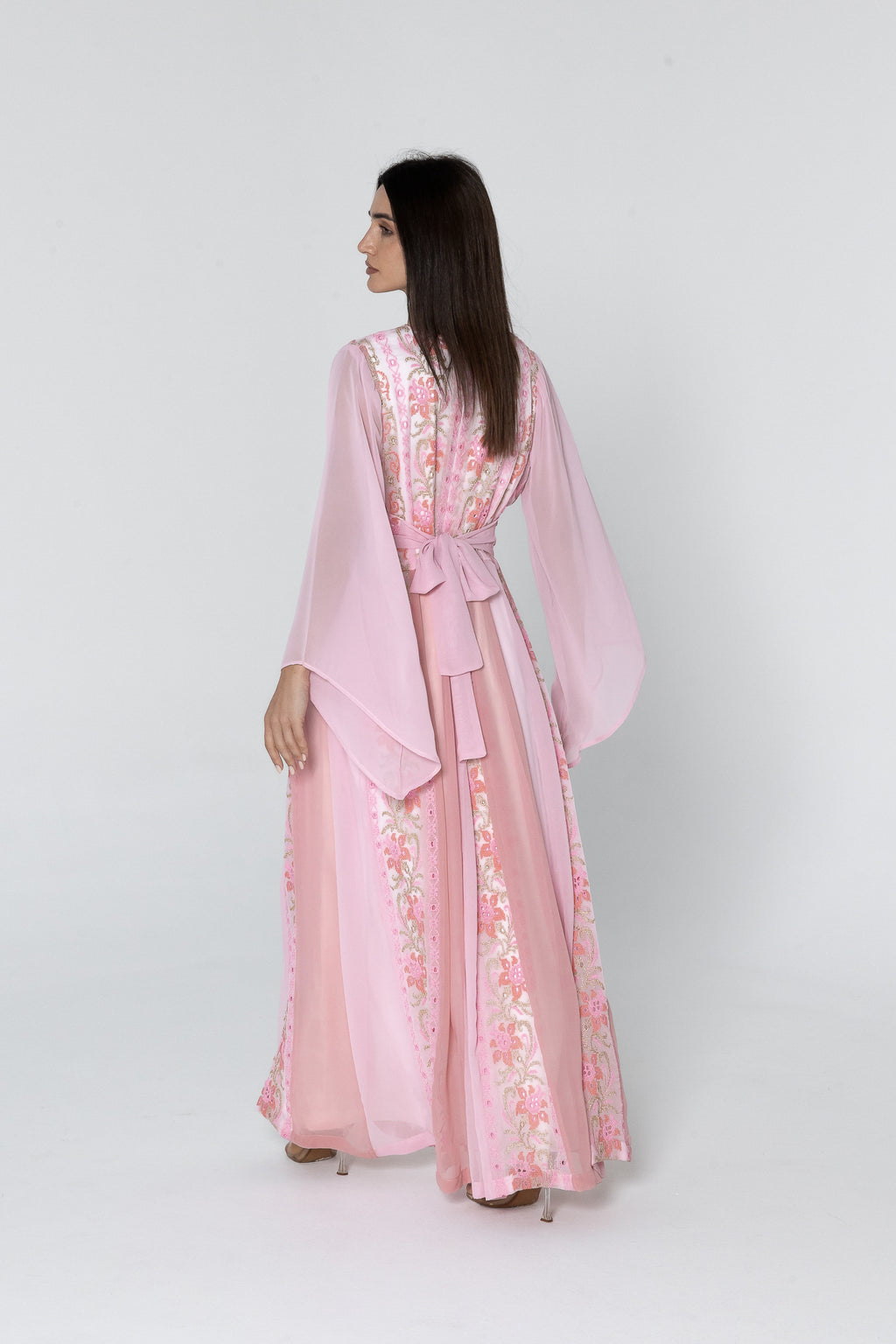 Pink Dress with Floral Embroidery