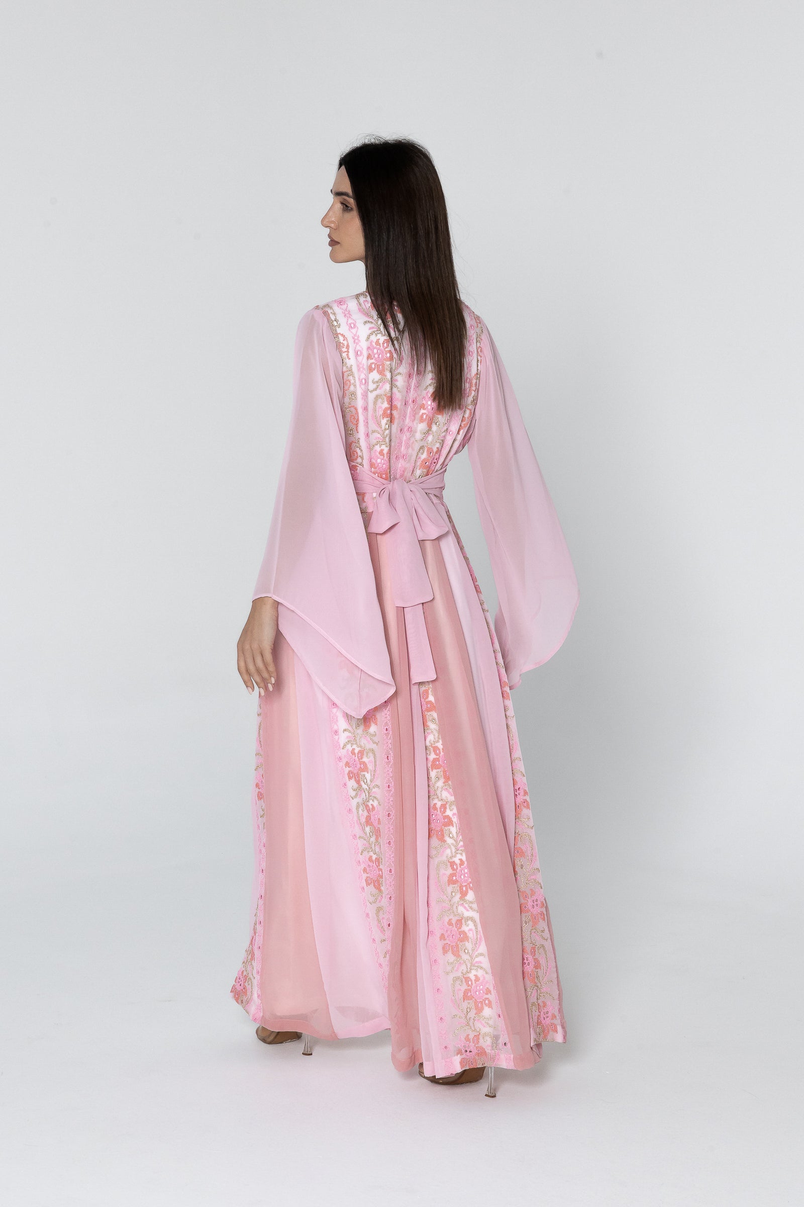 Pink Dress with Floral Embroidery