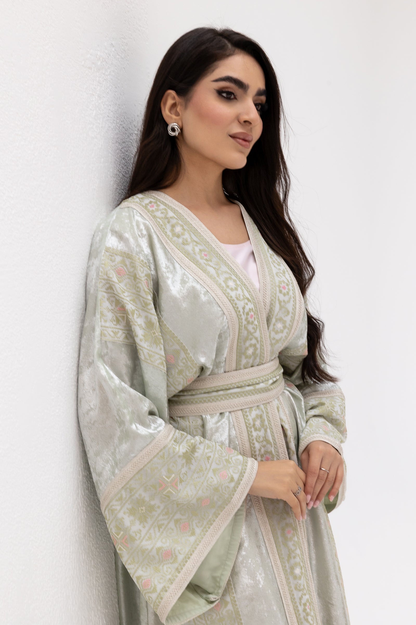Light Mint Embroidered Abaya