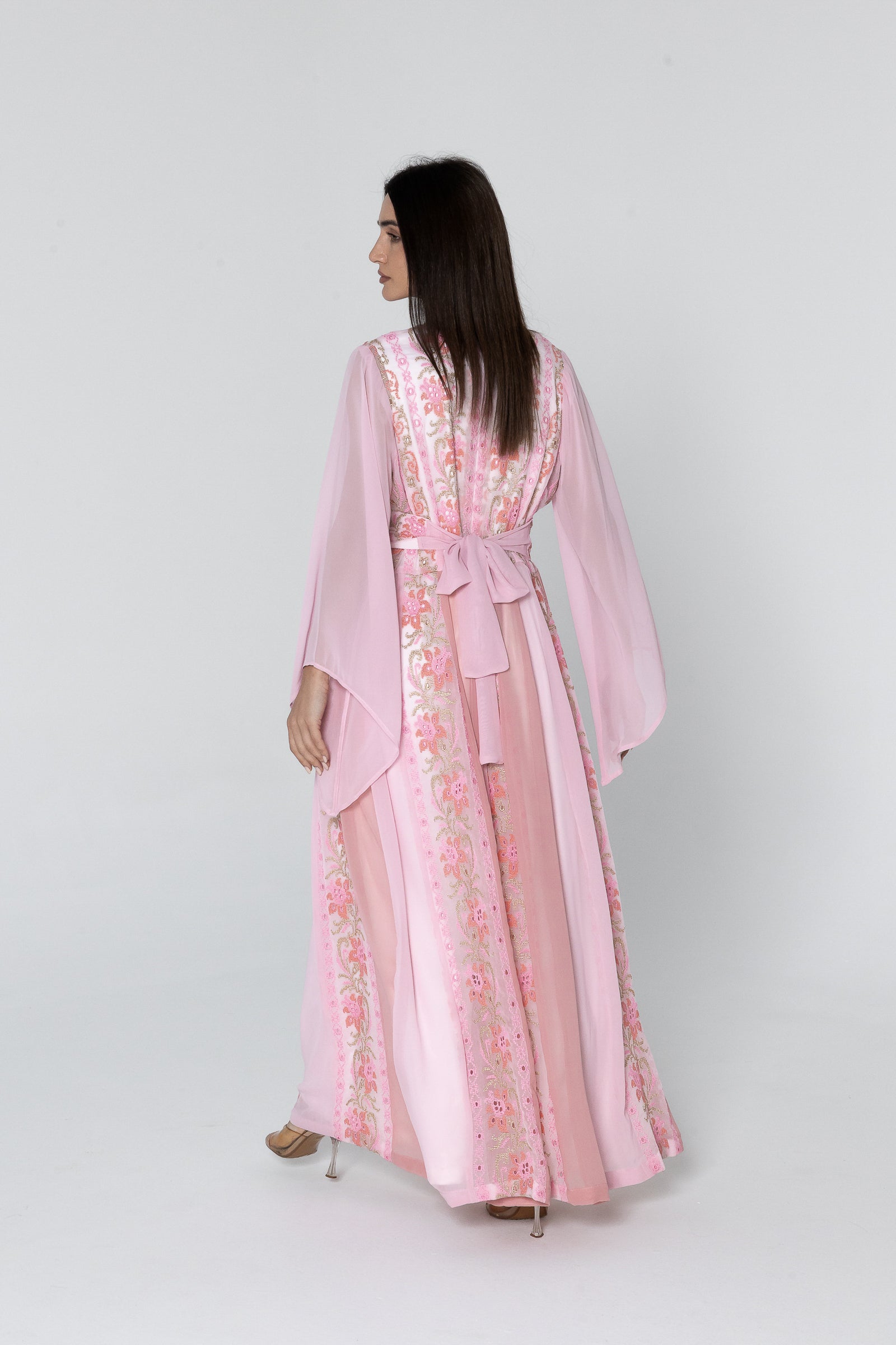 Pink Dress with Floral Embroidery